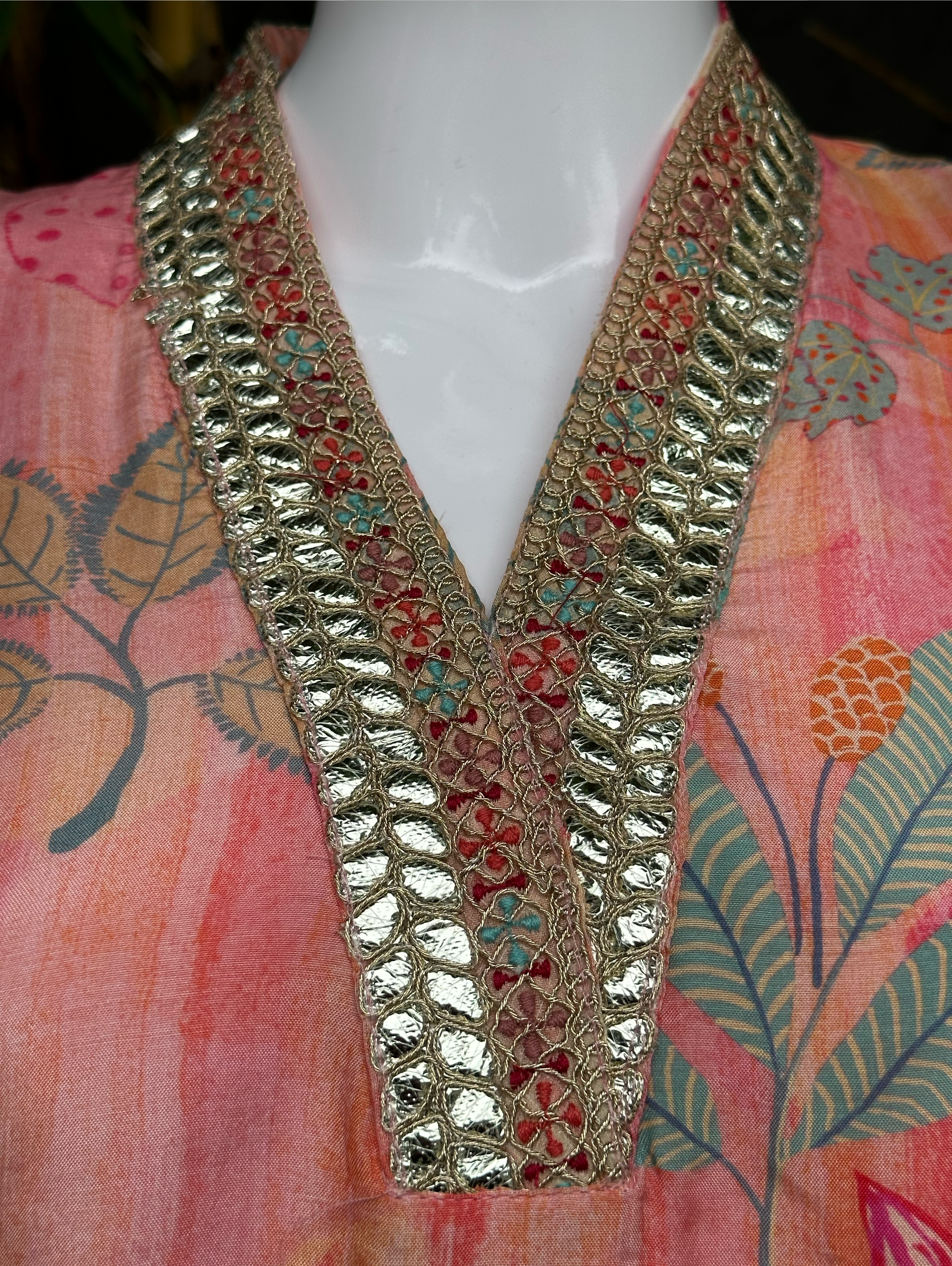 Muslin V Neck Embroidery Coords