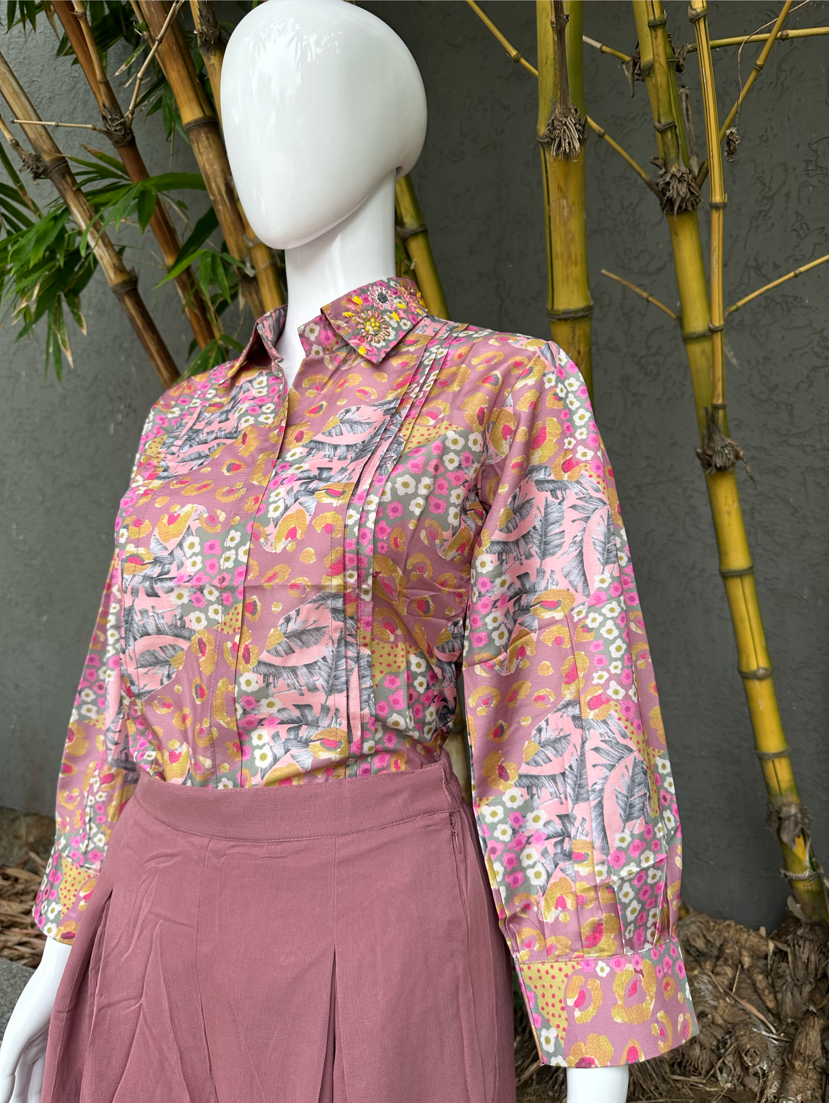 Image of Muslin Coords with Georgette Palazzo - Pink