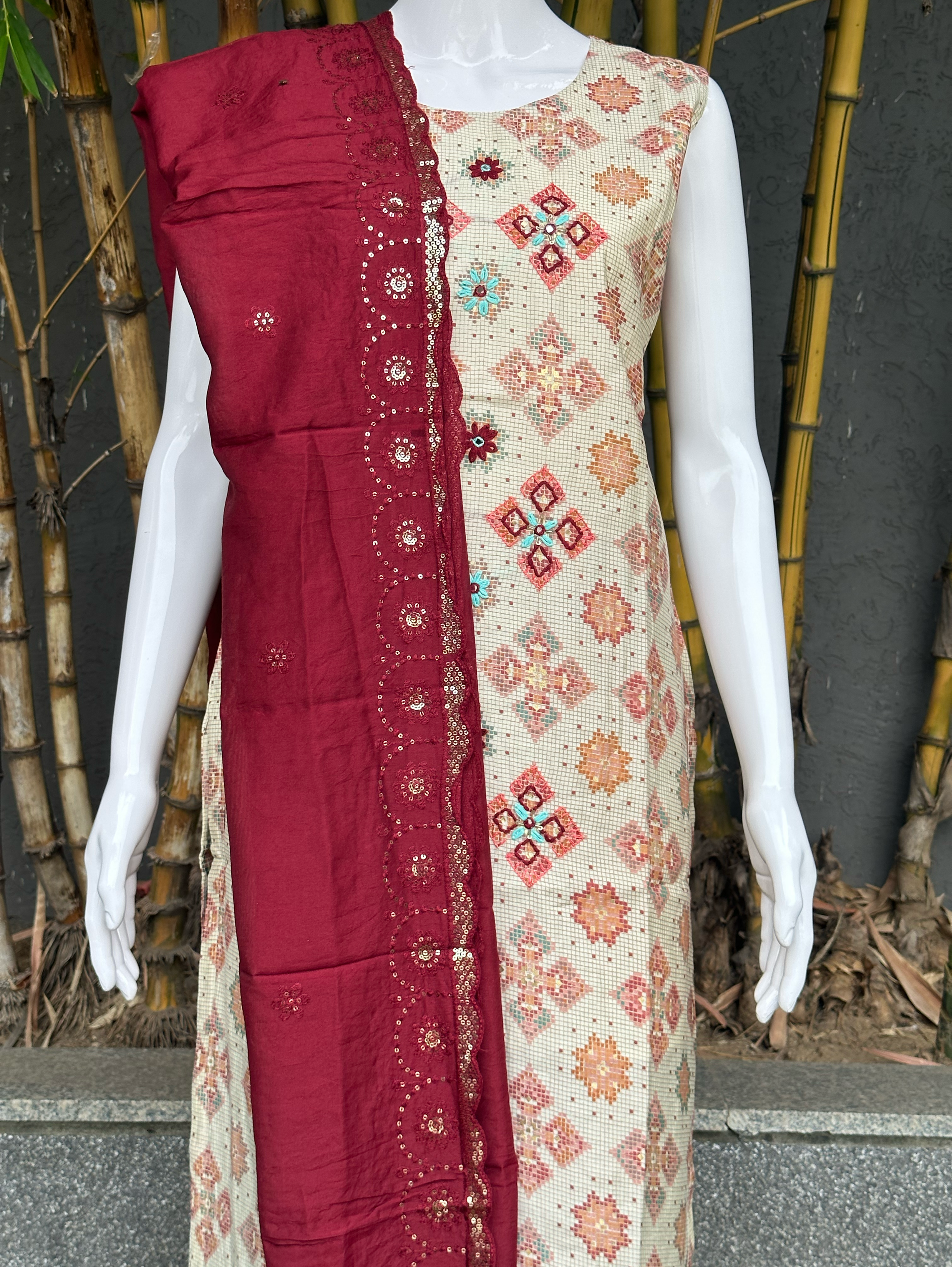 Modal Print Embroidery work - 3 Piece