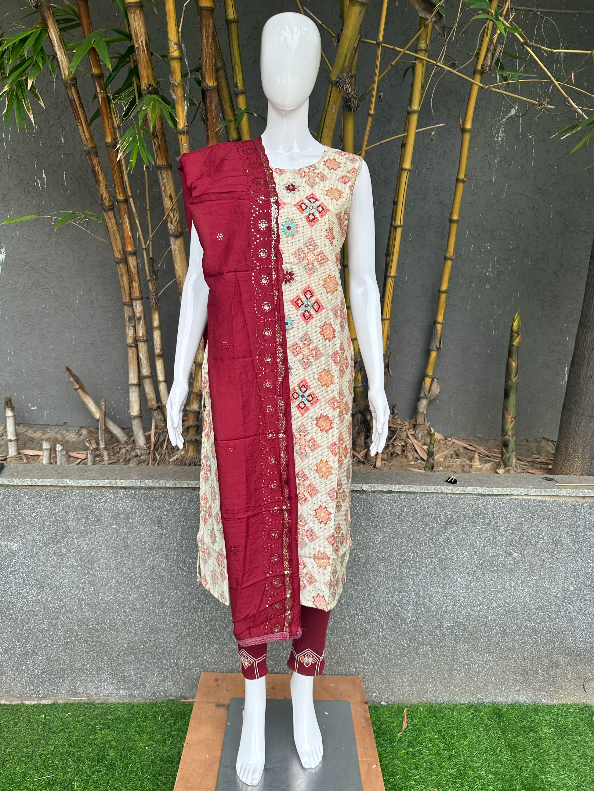 Modal Print Embroidery work - 3 Piece