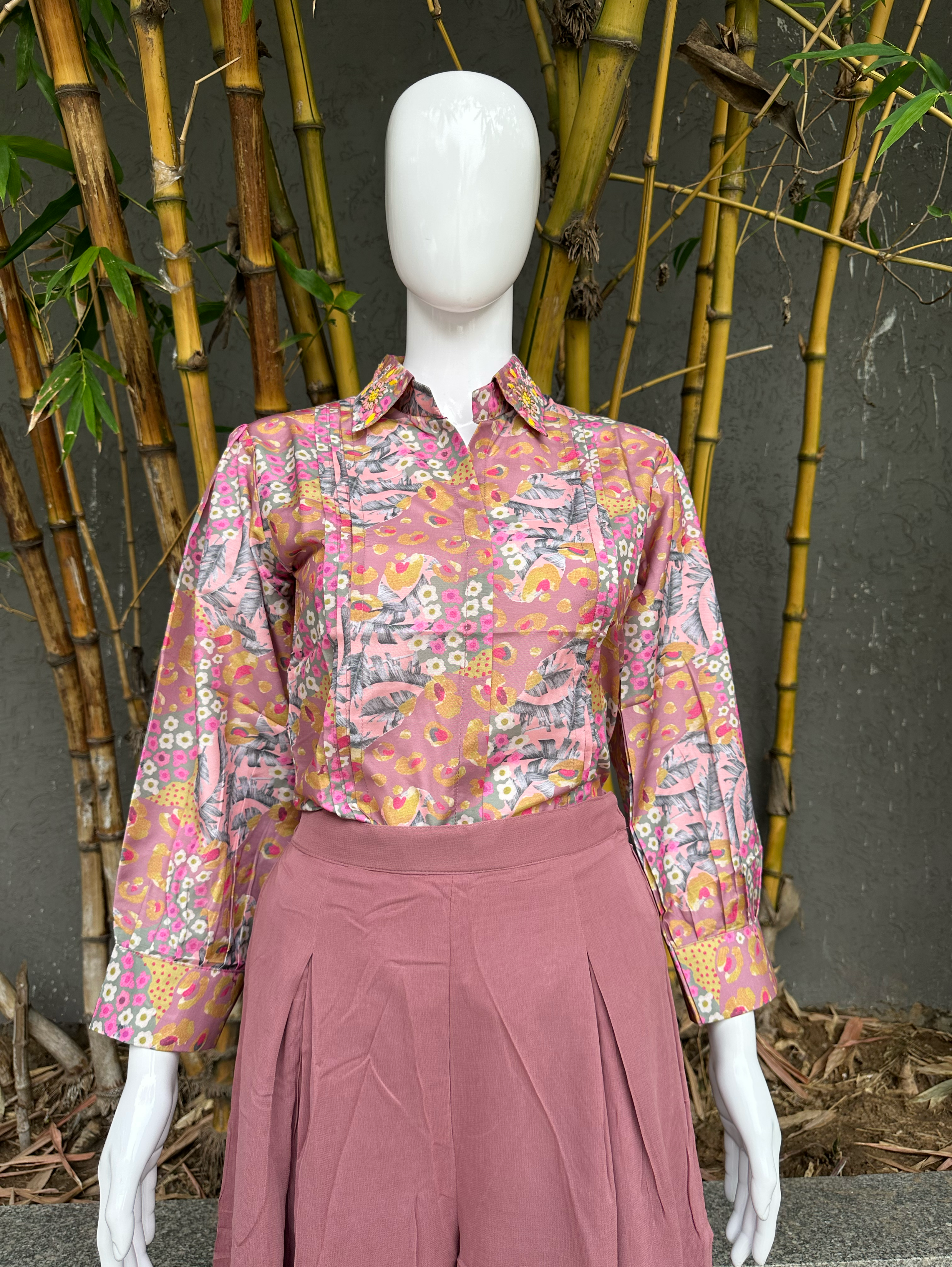 Image of Muslin Coords with Georgette Palazzo - Pink
