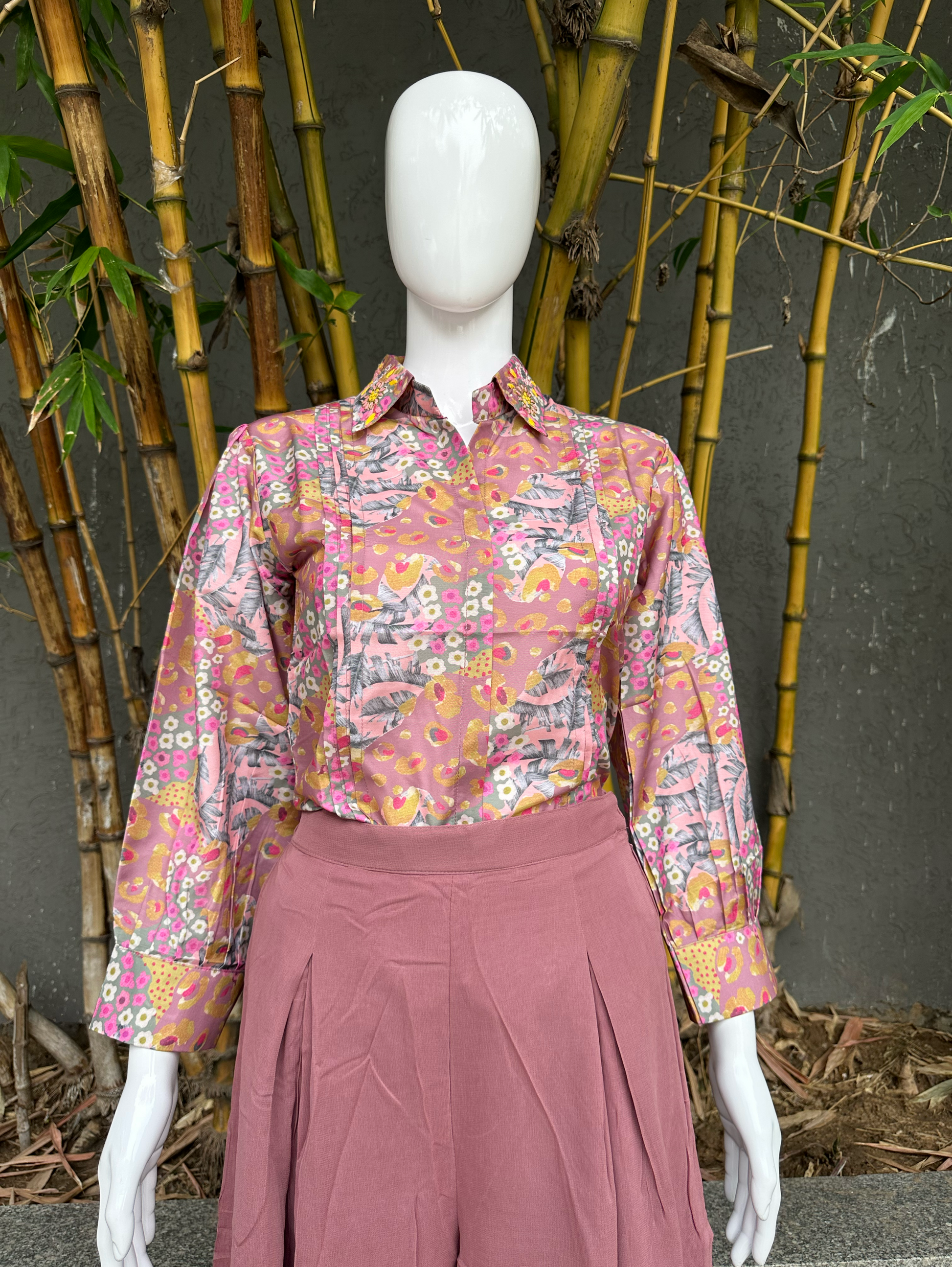 Muslin Coords with Georgette Palazzo - Pink
