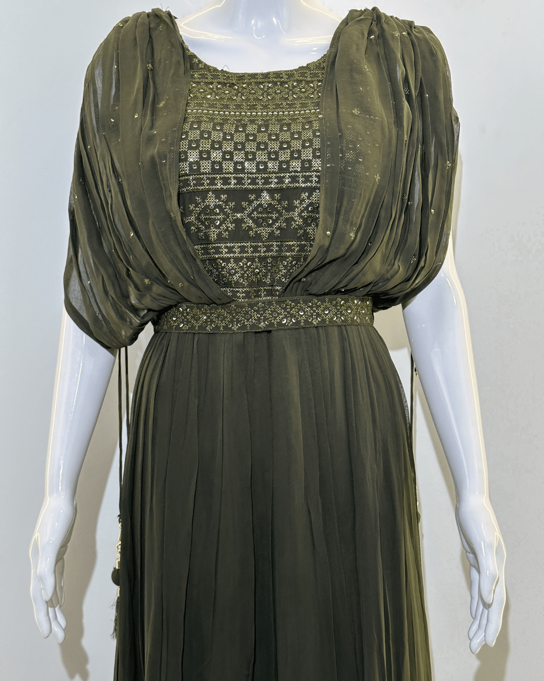 Georgette Butterfly Design Gown with Belt