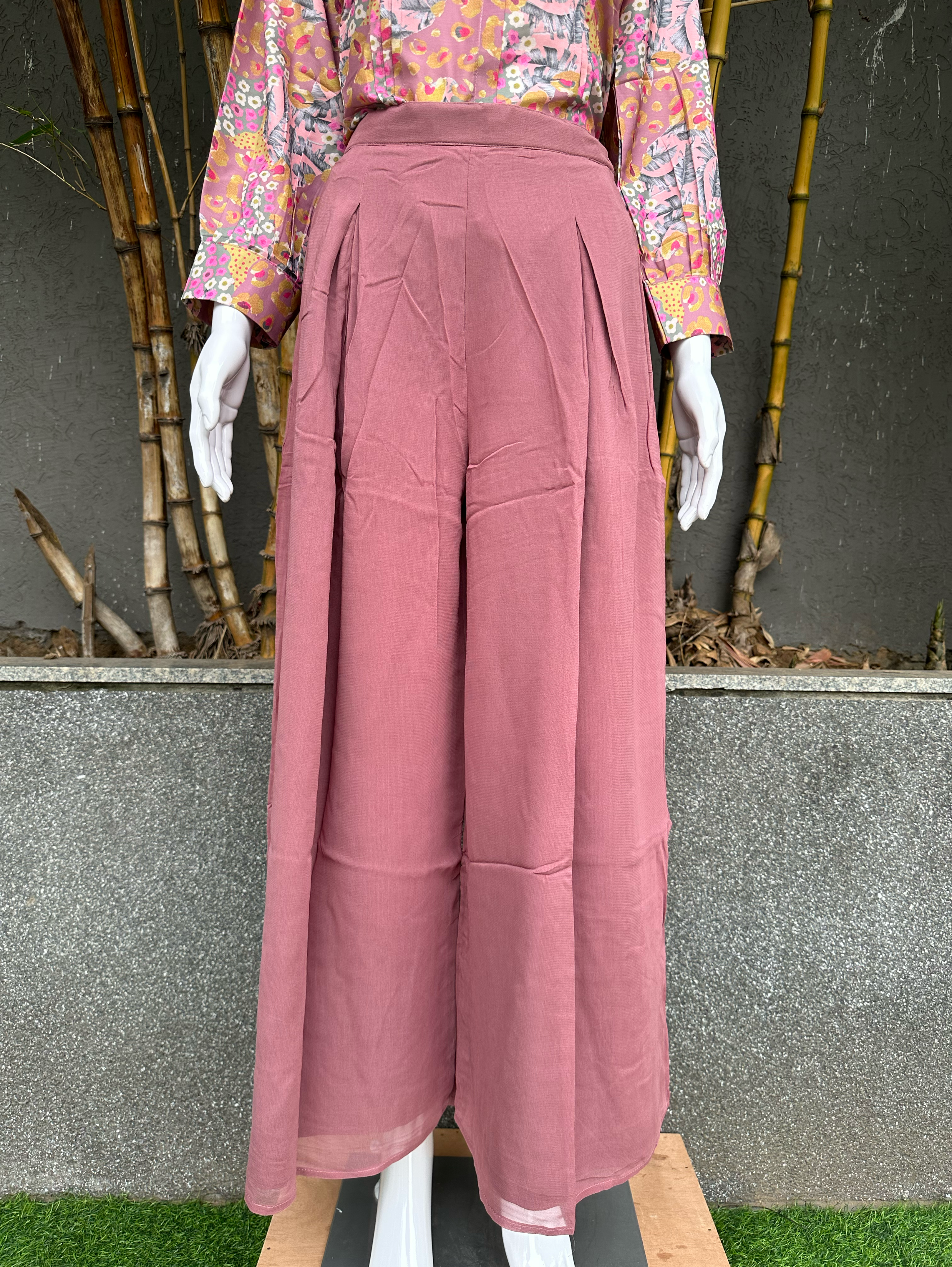 Image of Muslin Coords with Georgette Palazzo - Pink