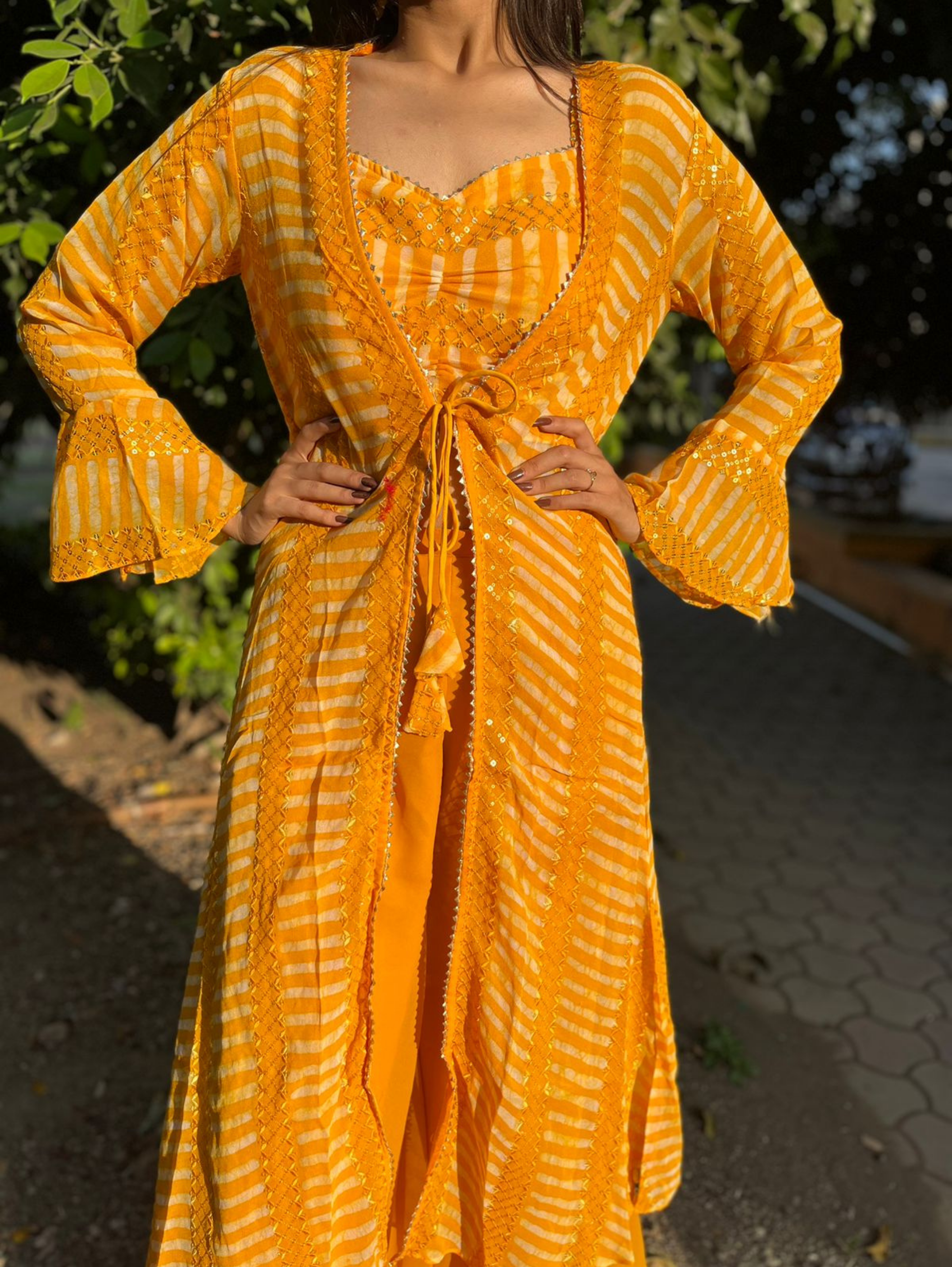 Image of Shrug Style Georgette 3 Piece