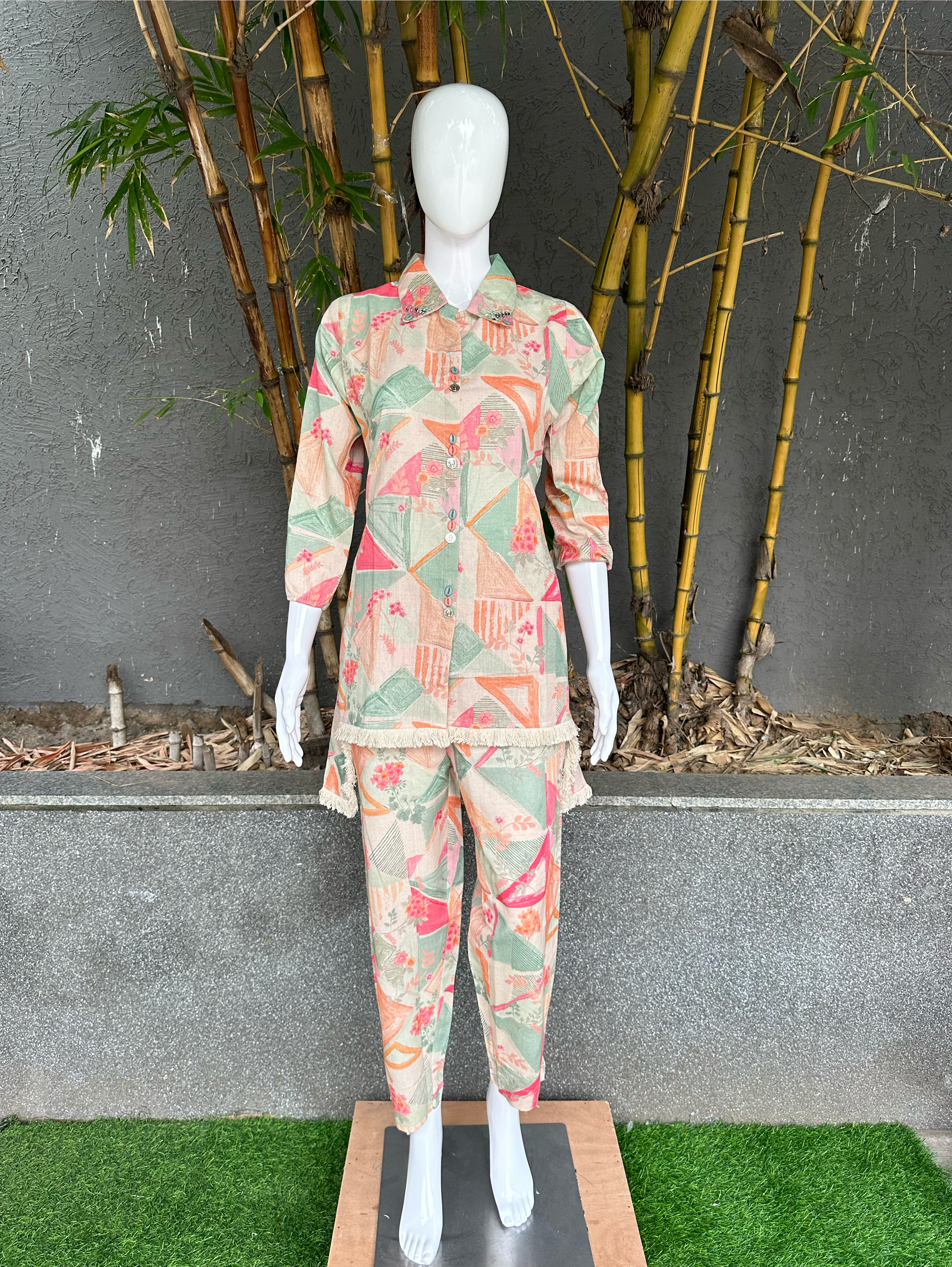 Image of Pure Cotton with Kodi work - Coord Set