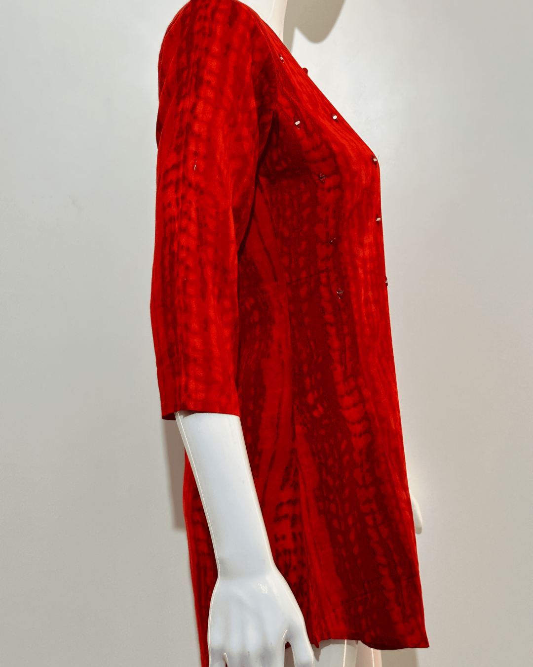Pure Cotton Short Tunics with work - Red Color