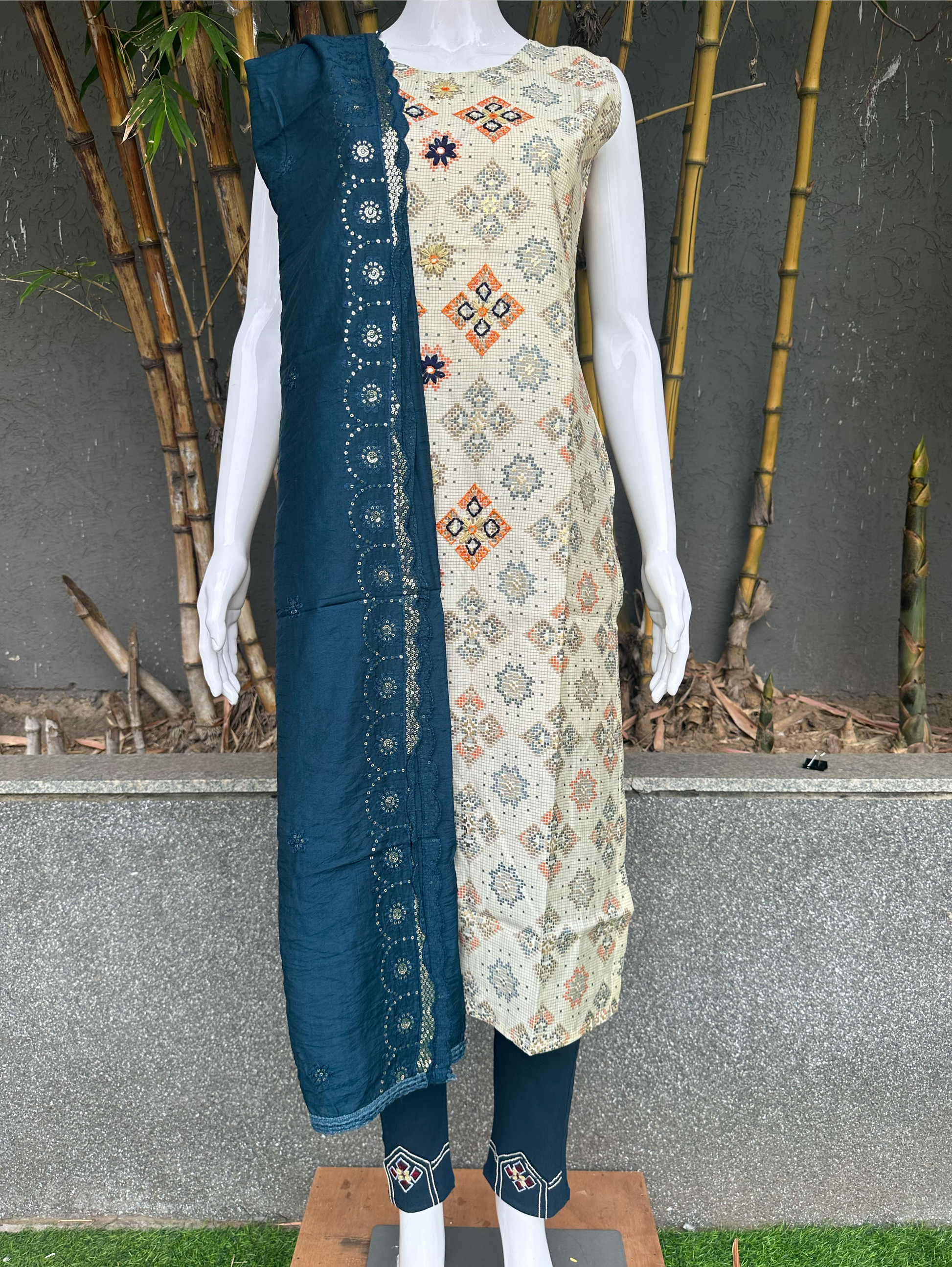 Modal Print Embroidery work - 3 Piece