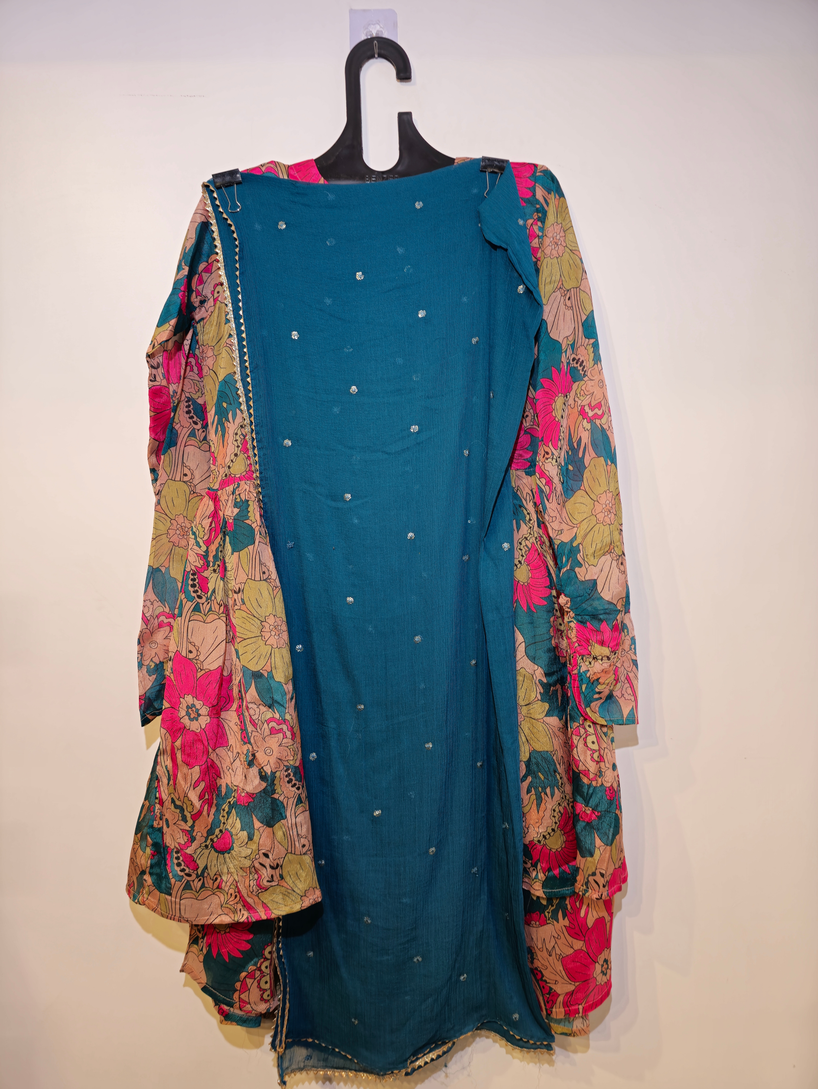 Image of Pure Chinnon Kurti Set - 3 Piece