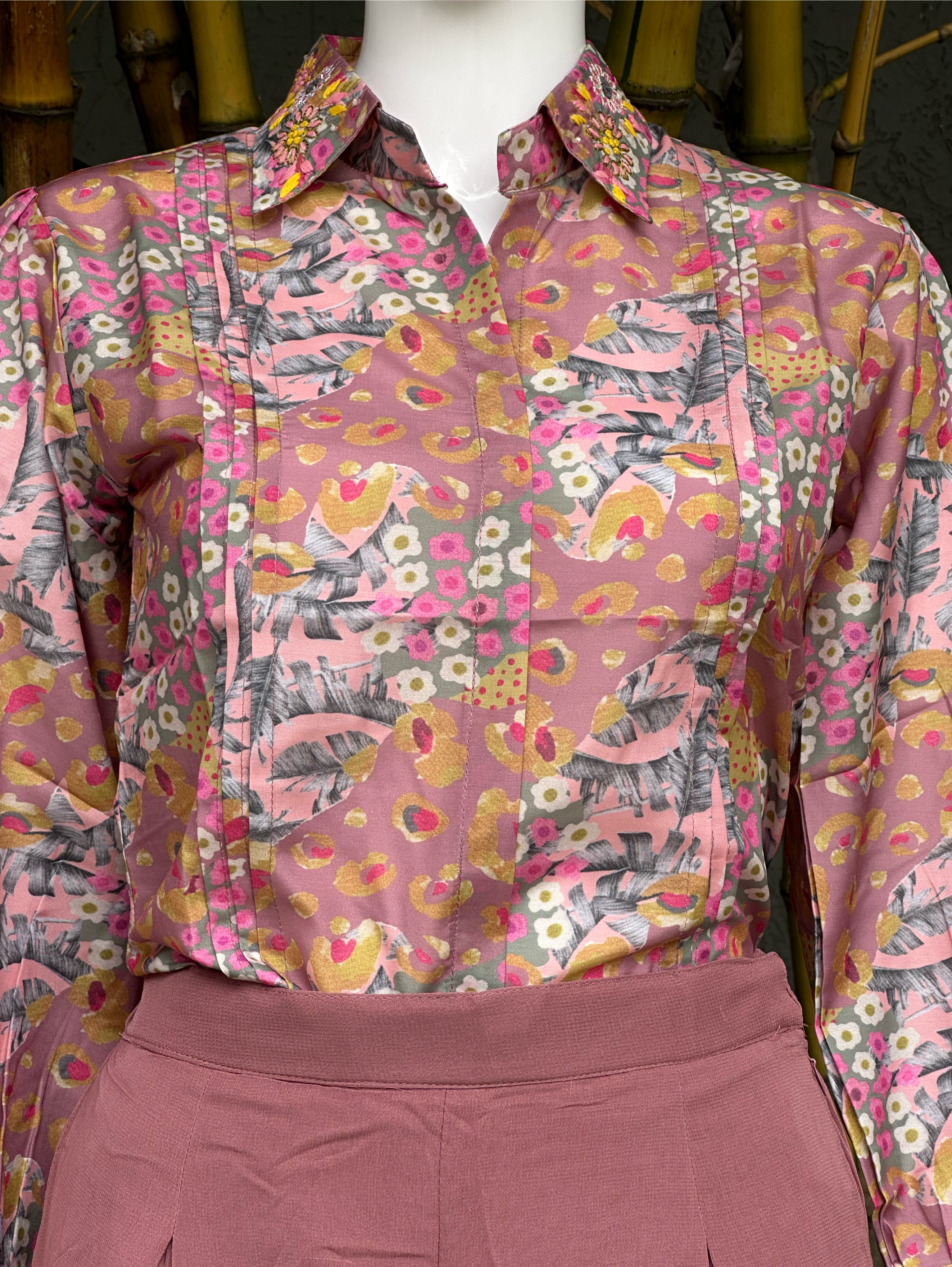 Image of Muslin Coords with Georgette Palazzo - Pink