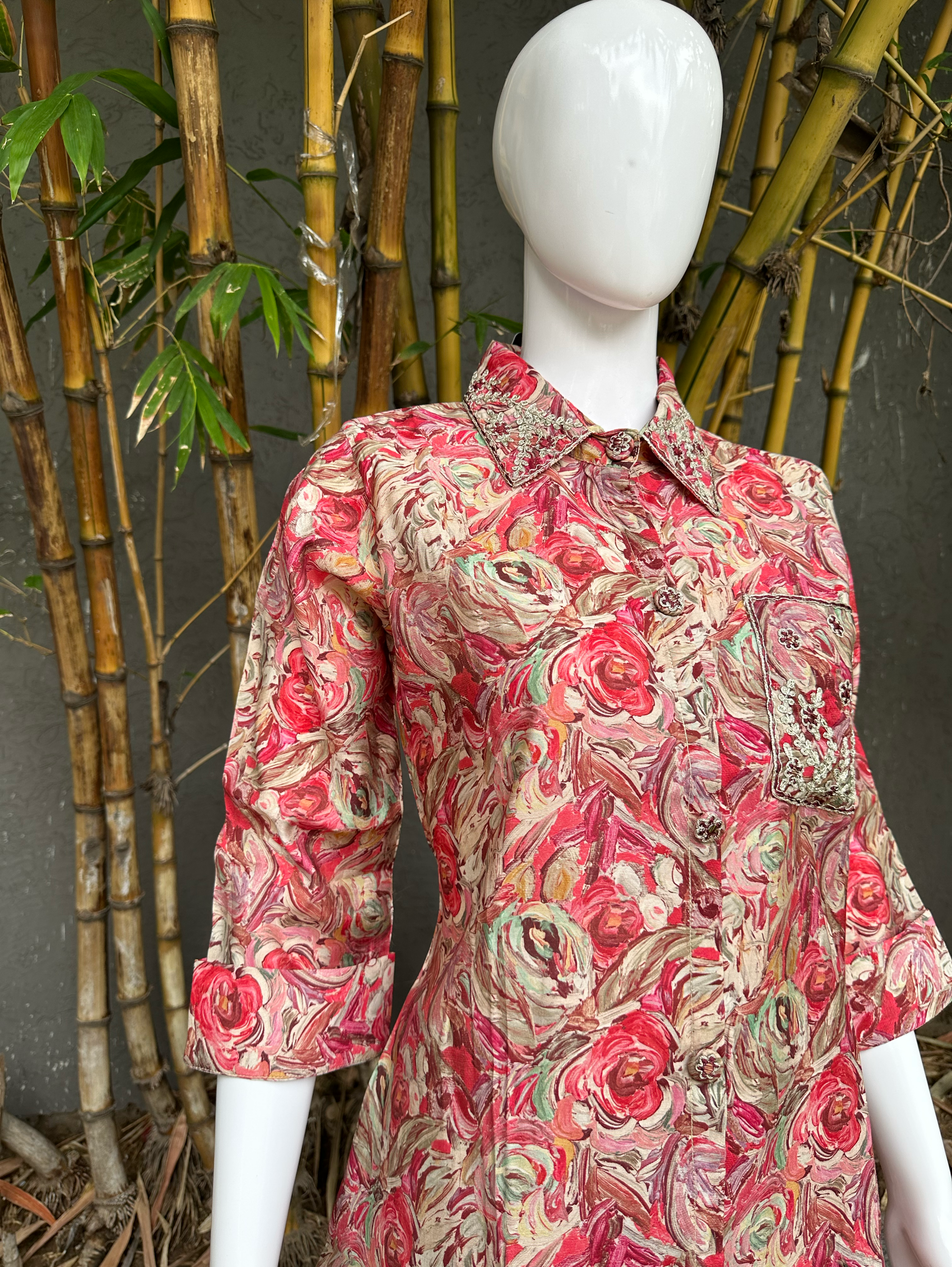 Image of Muslin with Complete Embroidery work