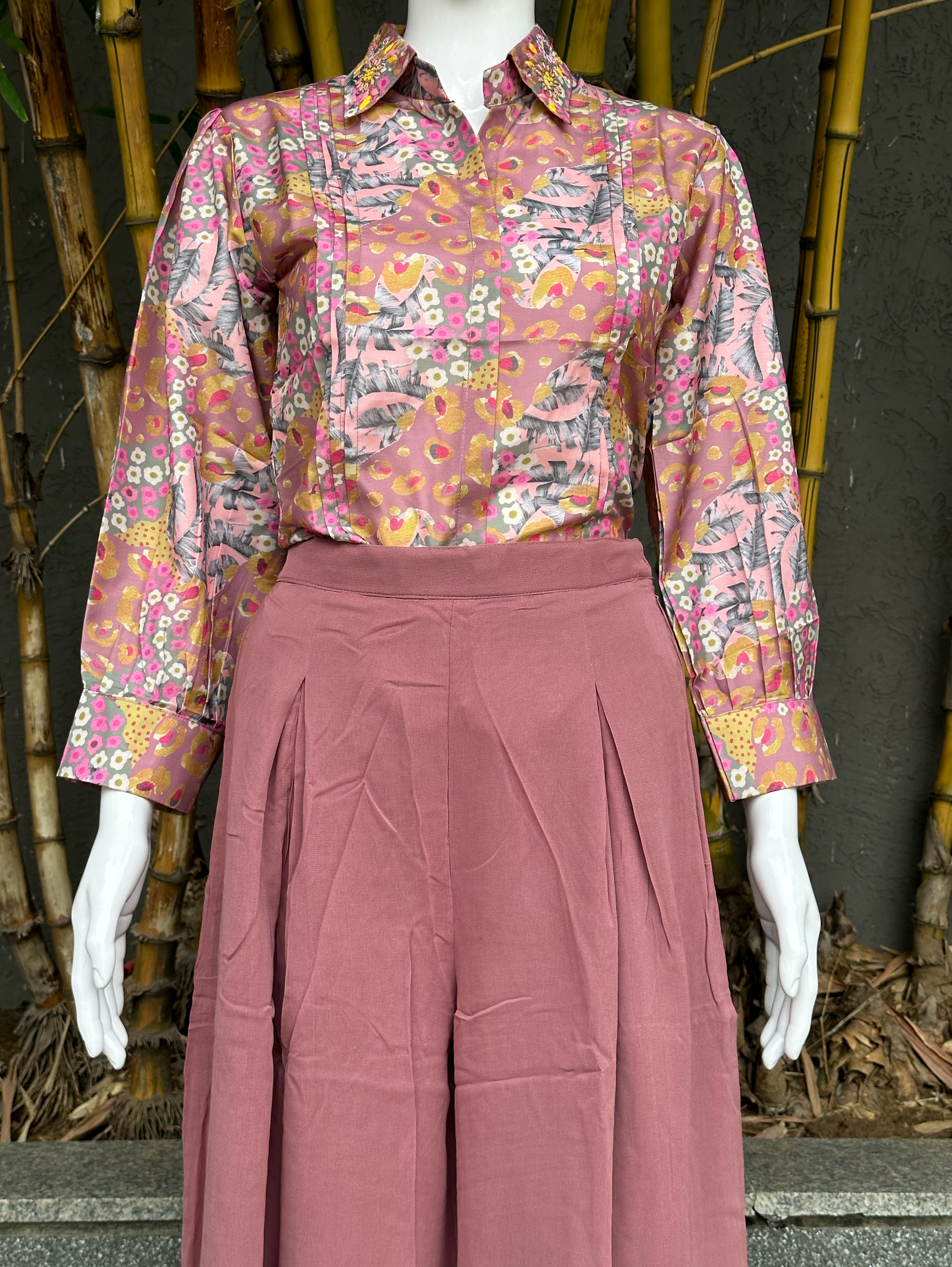 Muslin Coords with Georgette Palazzo - Pink