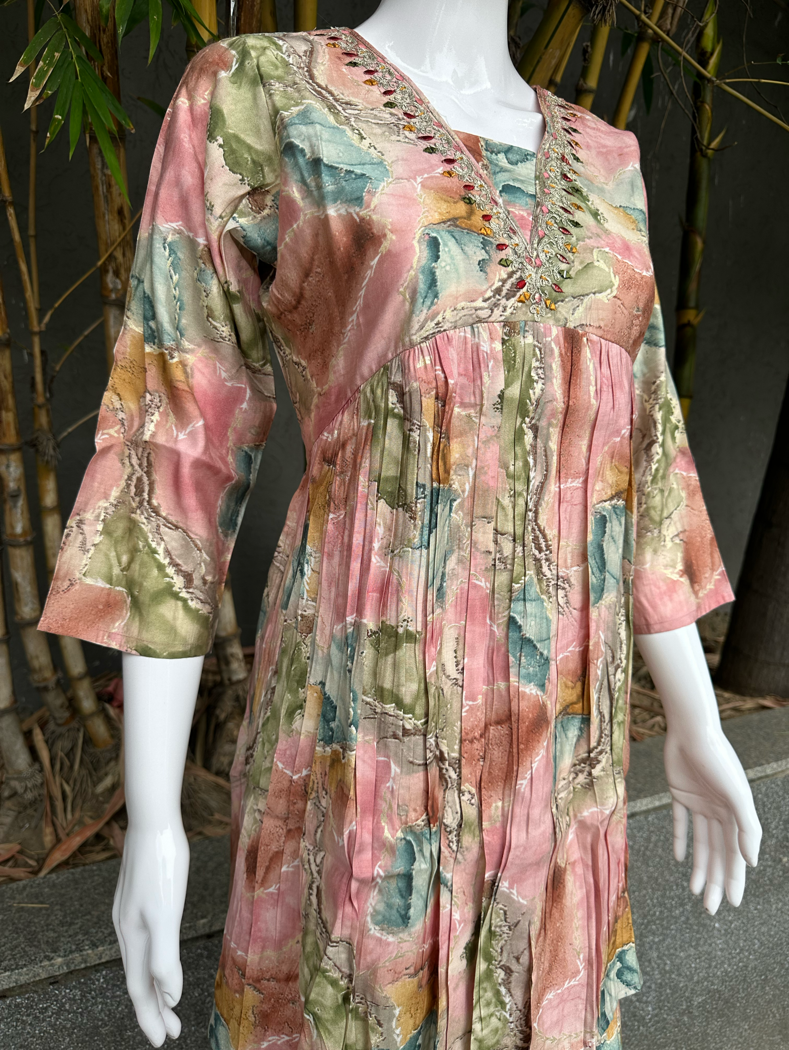 Image of Bell Bottom Muslin Coords with Embroidery