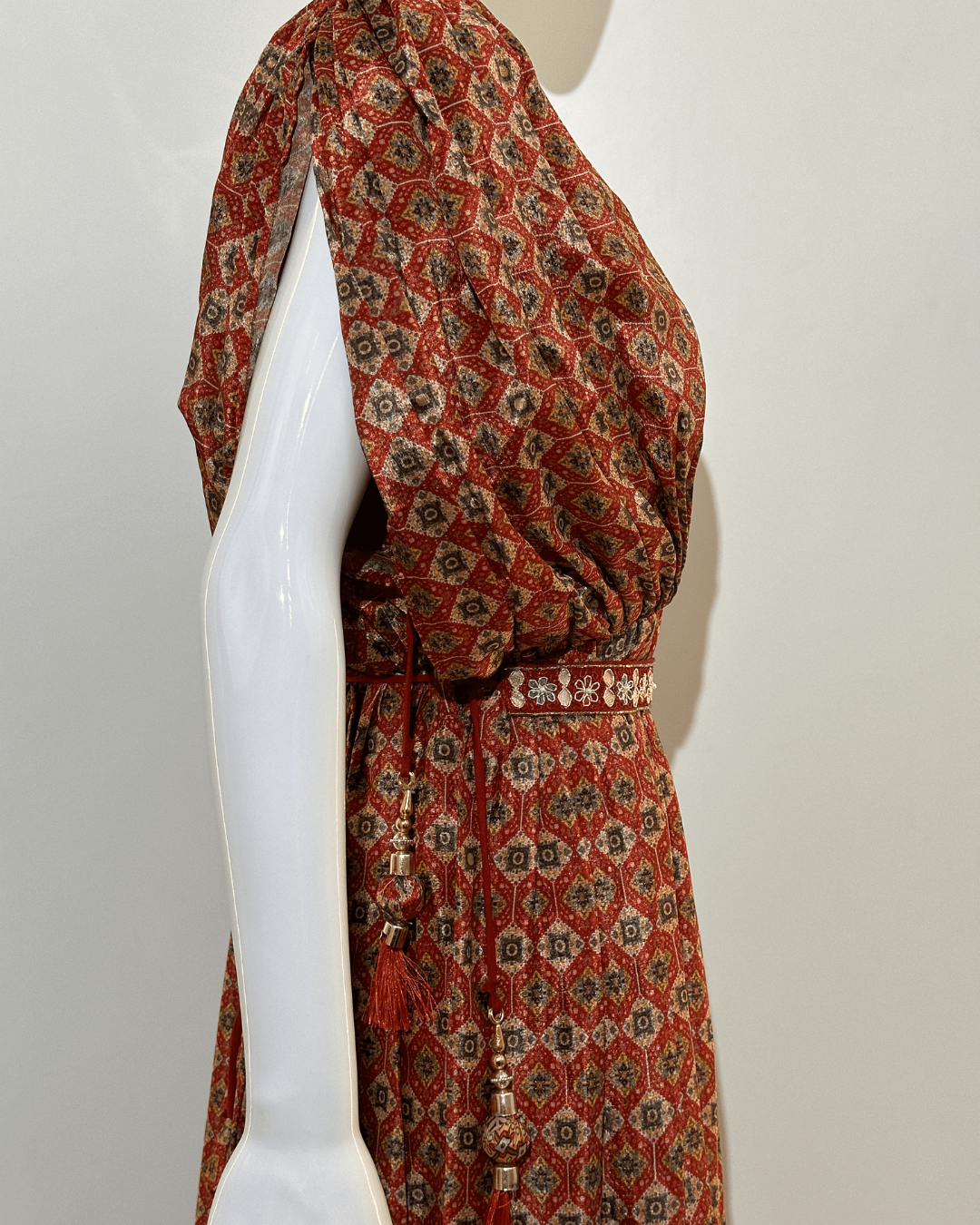 Muslin Butterfly Design Gown with Belt