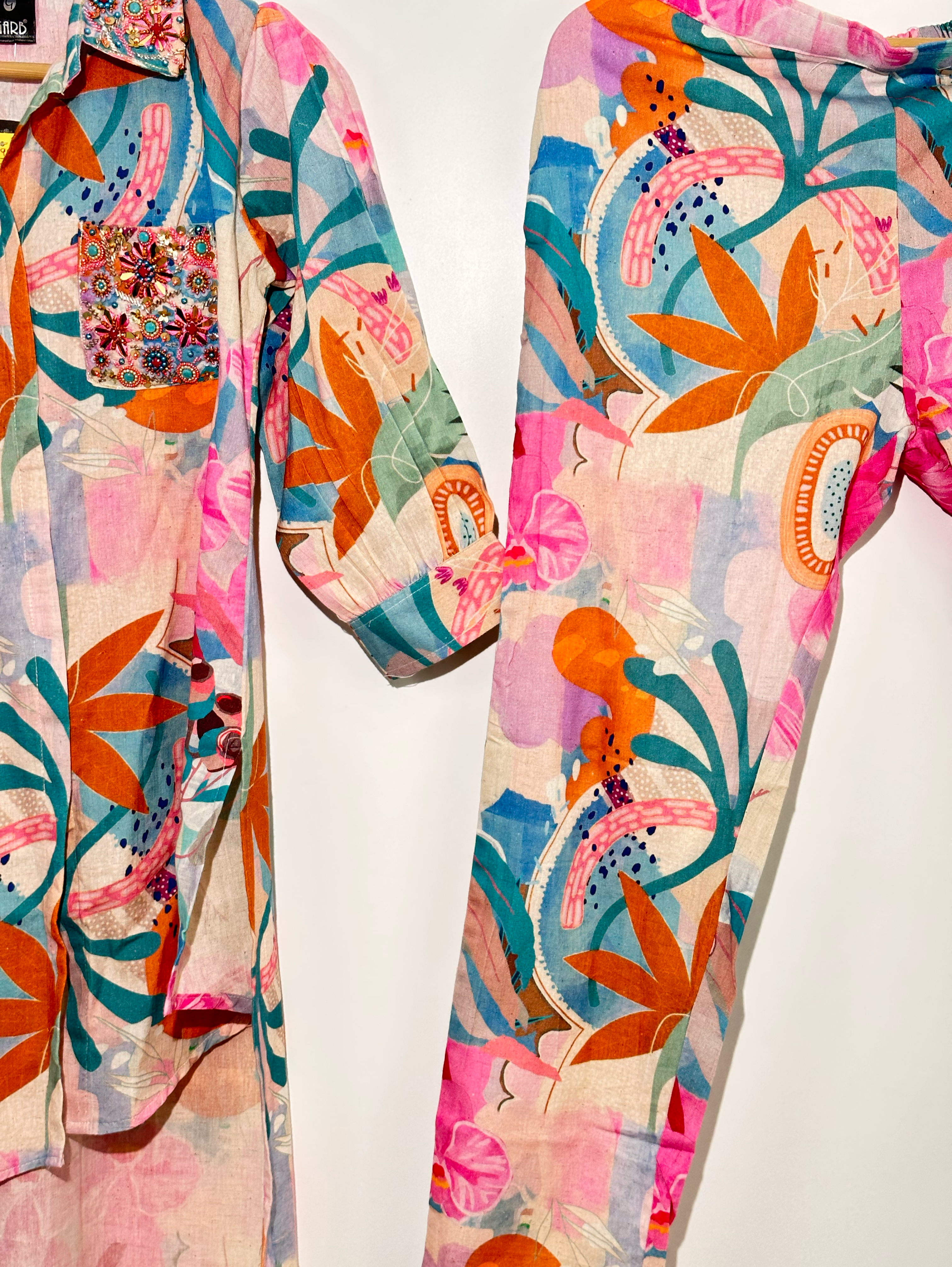 Image of Linen Cotton Unique Sleeve and work Coords