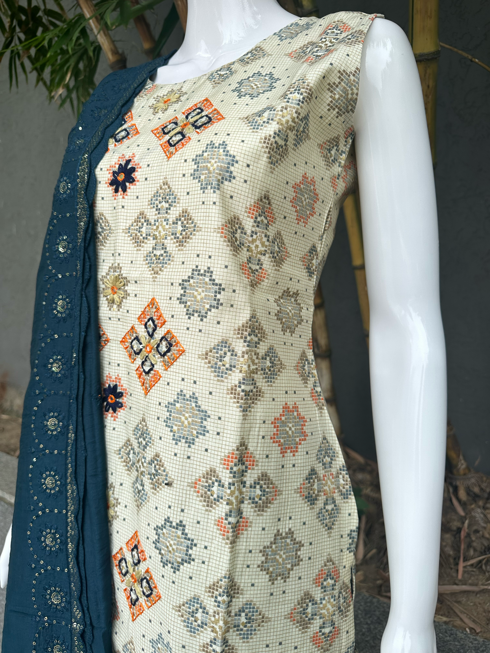 Modal Print Embroidery work - 3 Piece