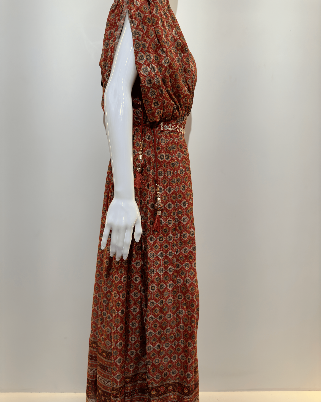 Image of Muslin Butterfly Design Gown with Belt