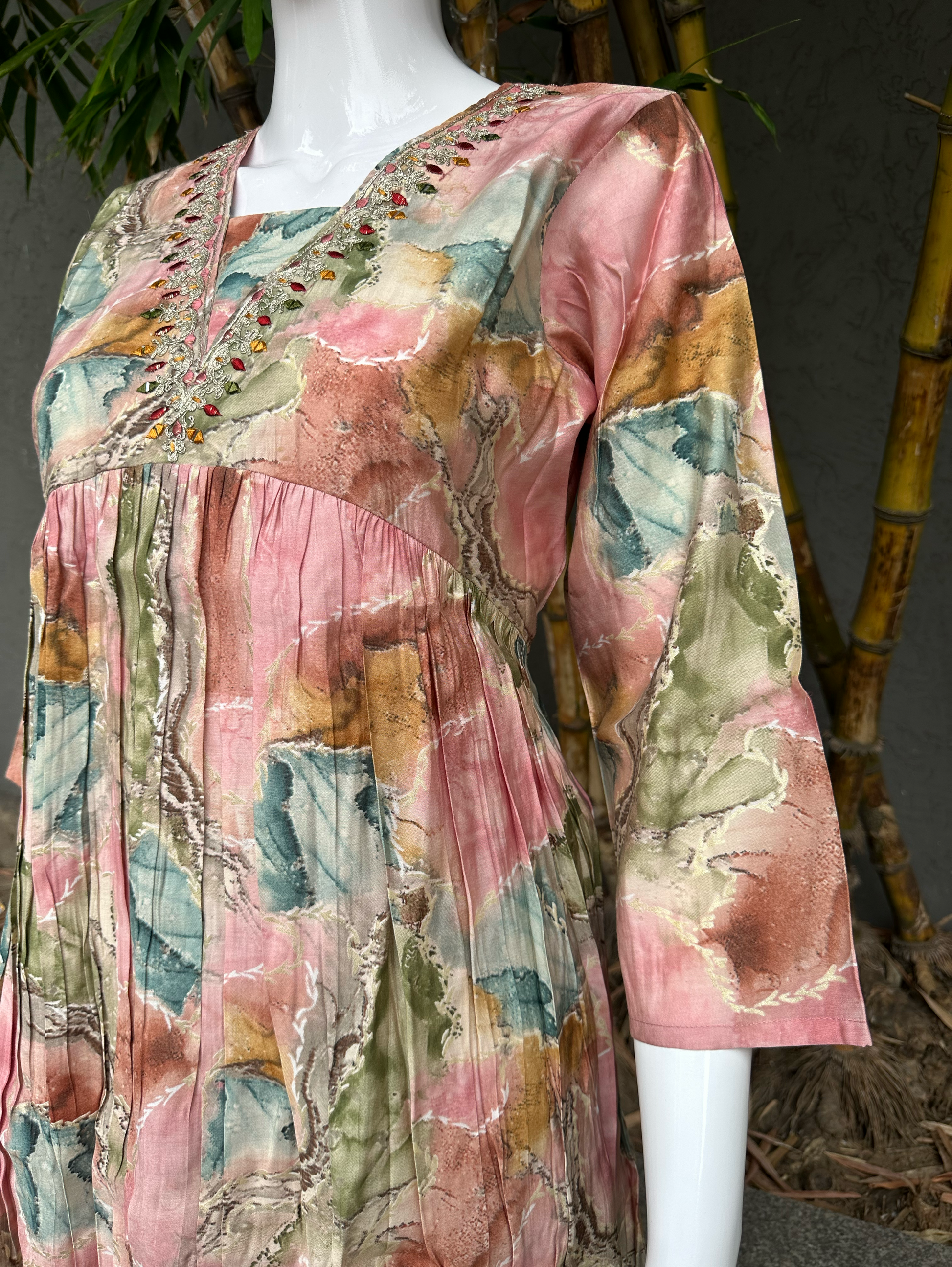 Bell Bottom Muslin Coords with Embroidery