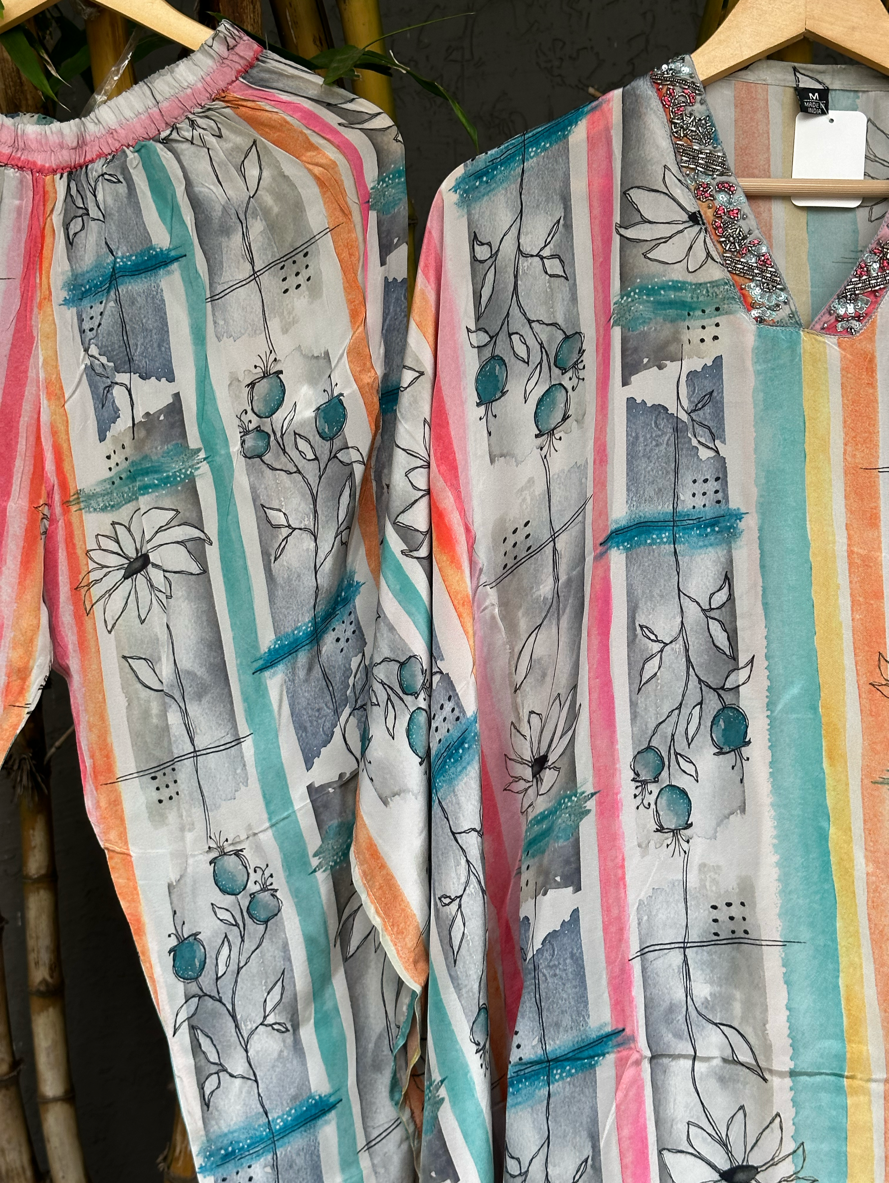 Image of Chinnon V Neck Hand Work Kaftan Coords