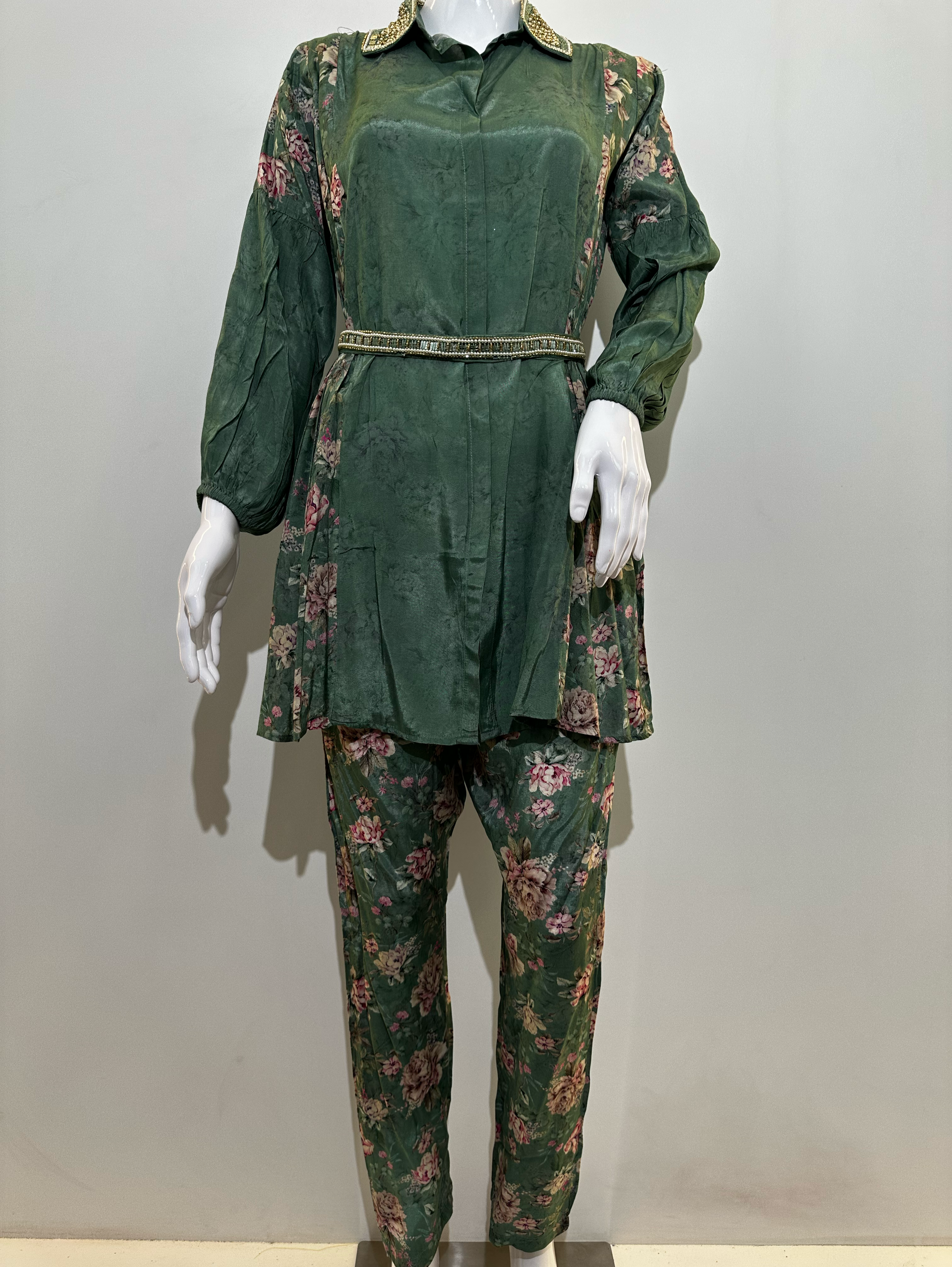 Muslin Coord Set With Premium Moti Work