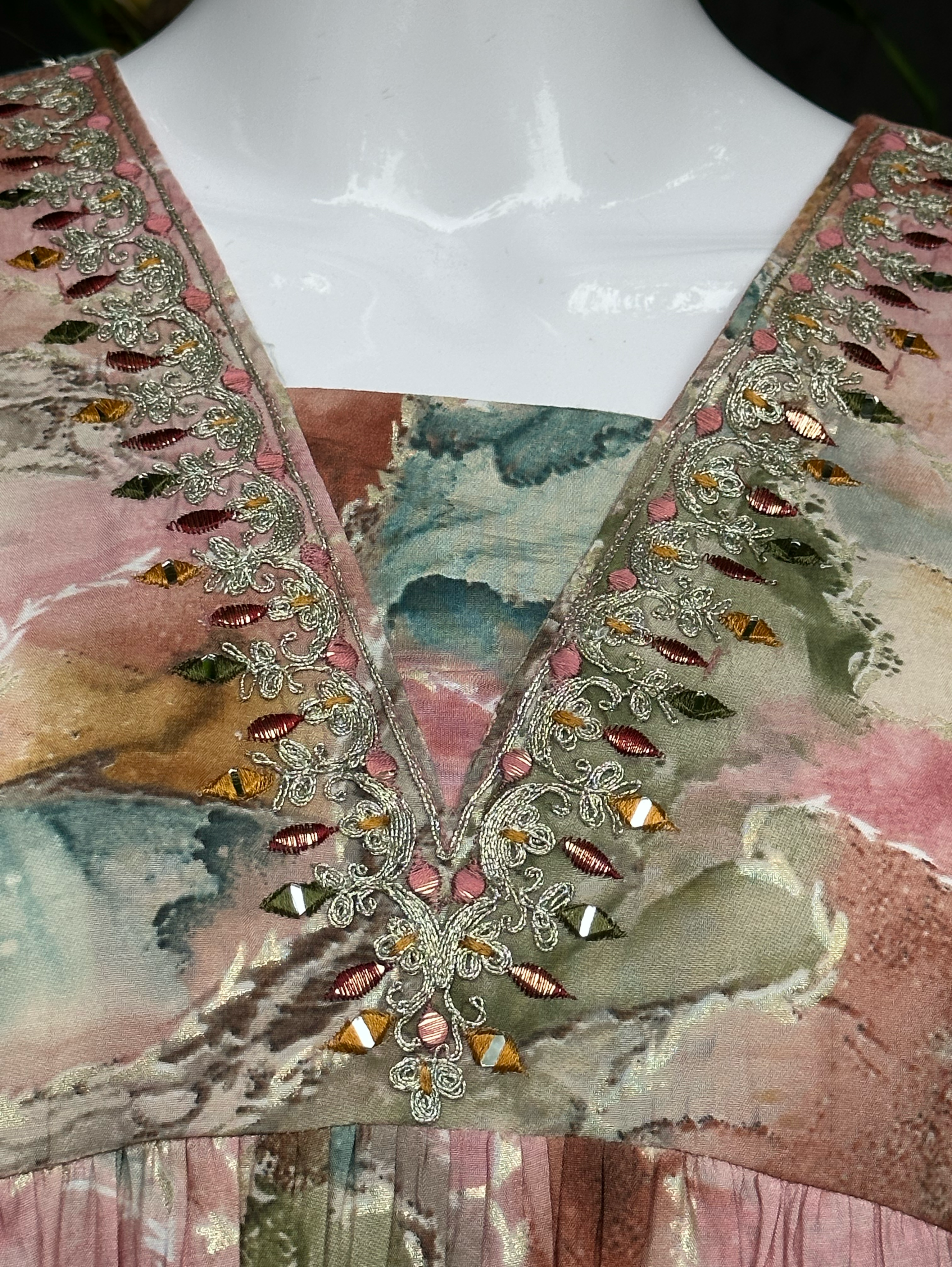 Image of Bell Bottom Muslin Coords with Embroidery