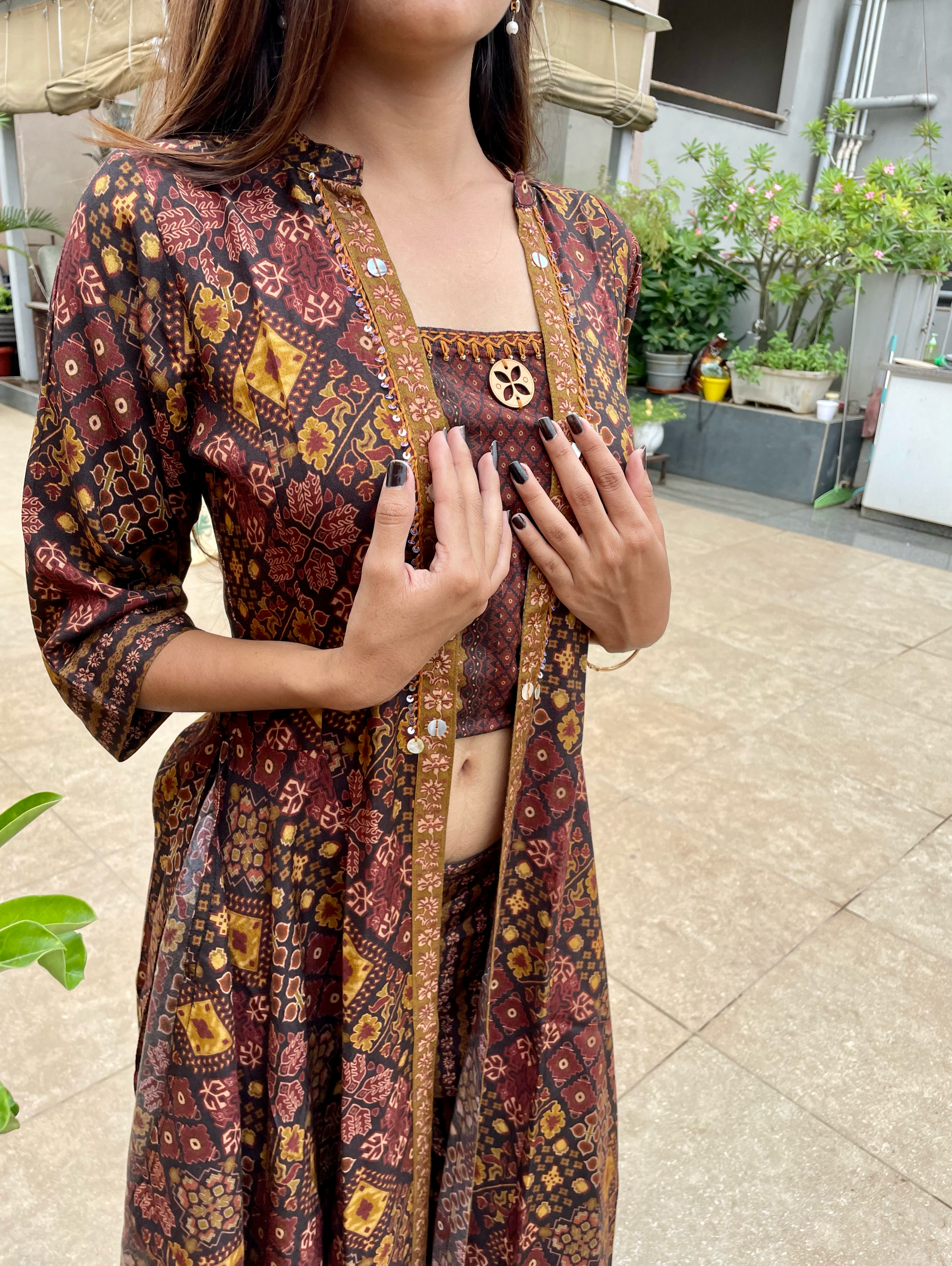 Muslin 3 Piece Coords with Plazzo