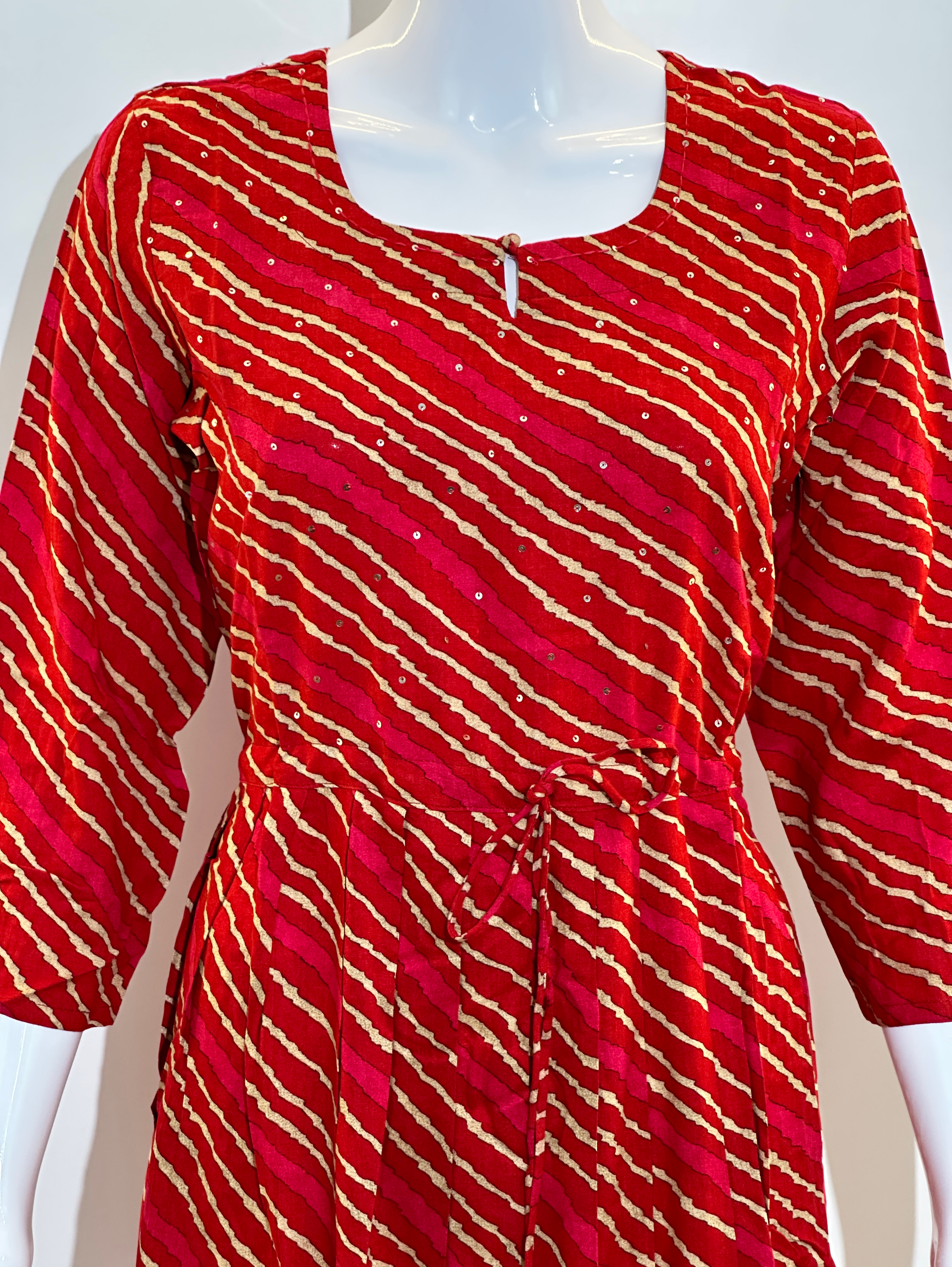 Image of Rayon Laria Print with Dori Belt Kurti