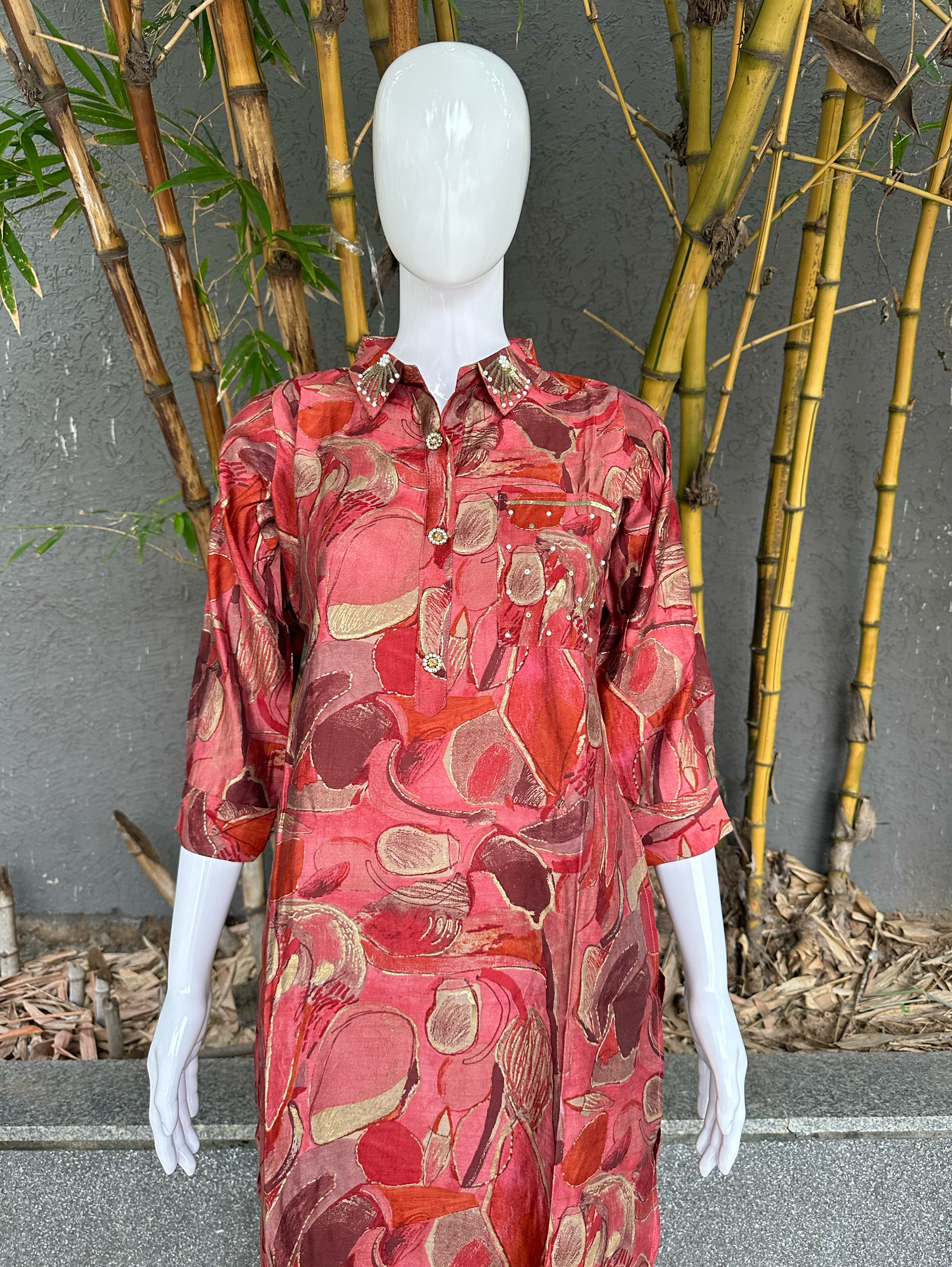 Image of Muslin with Collar and Pocket work Coords