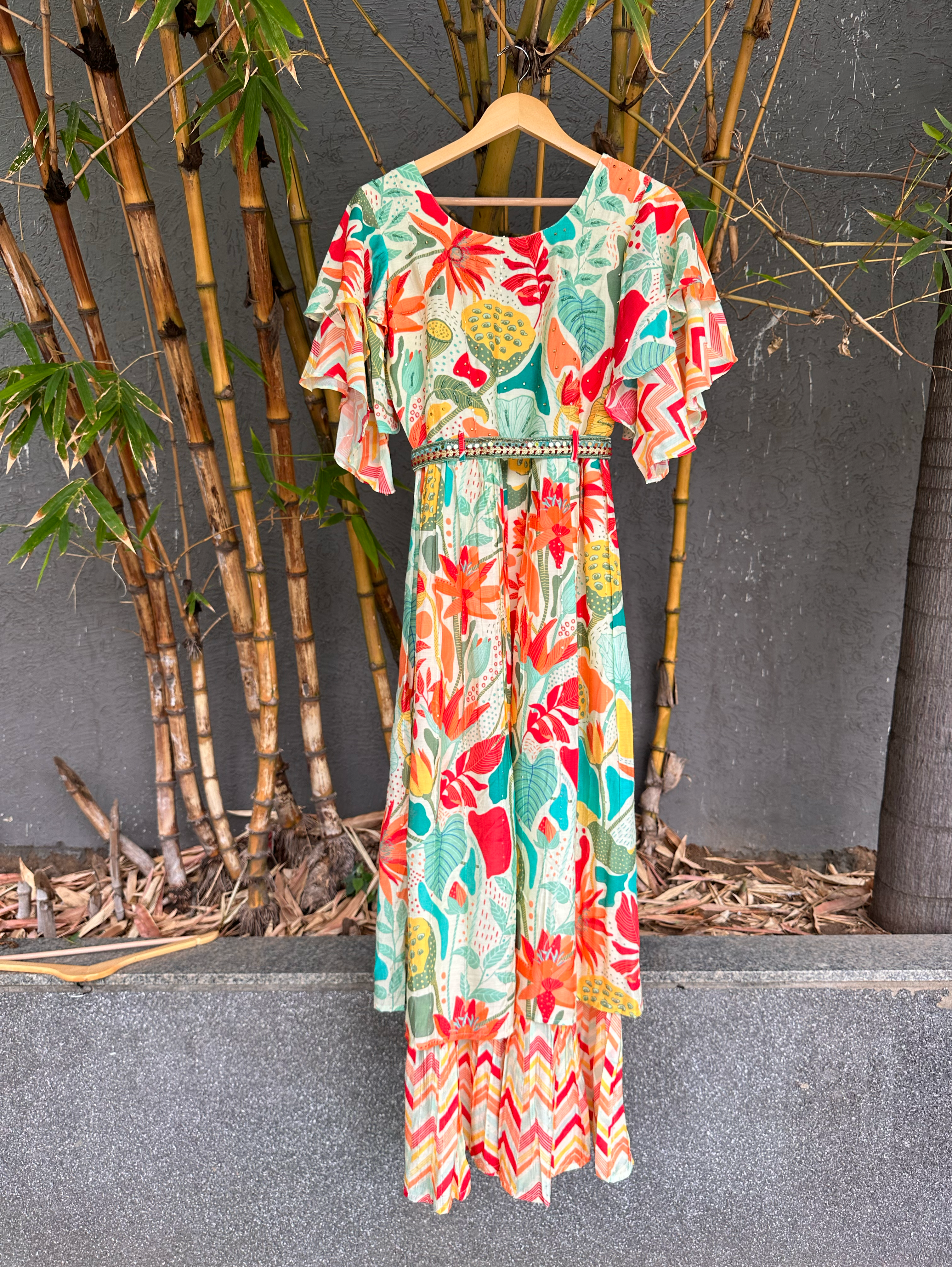 Image of Multicolor Muslin Jumpsuit with Sequence work