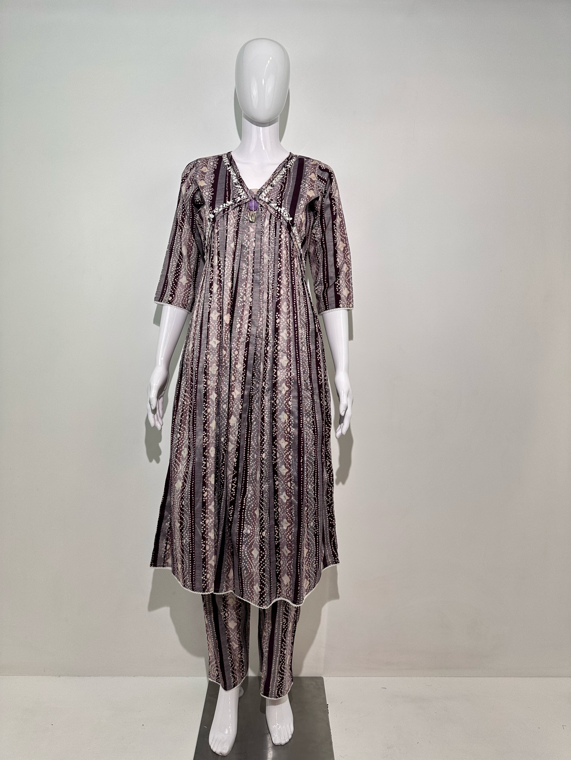 Alia Cut Coord Set with Neck work