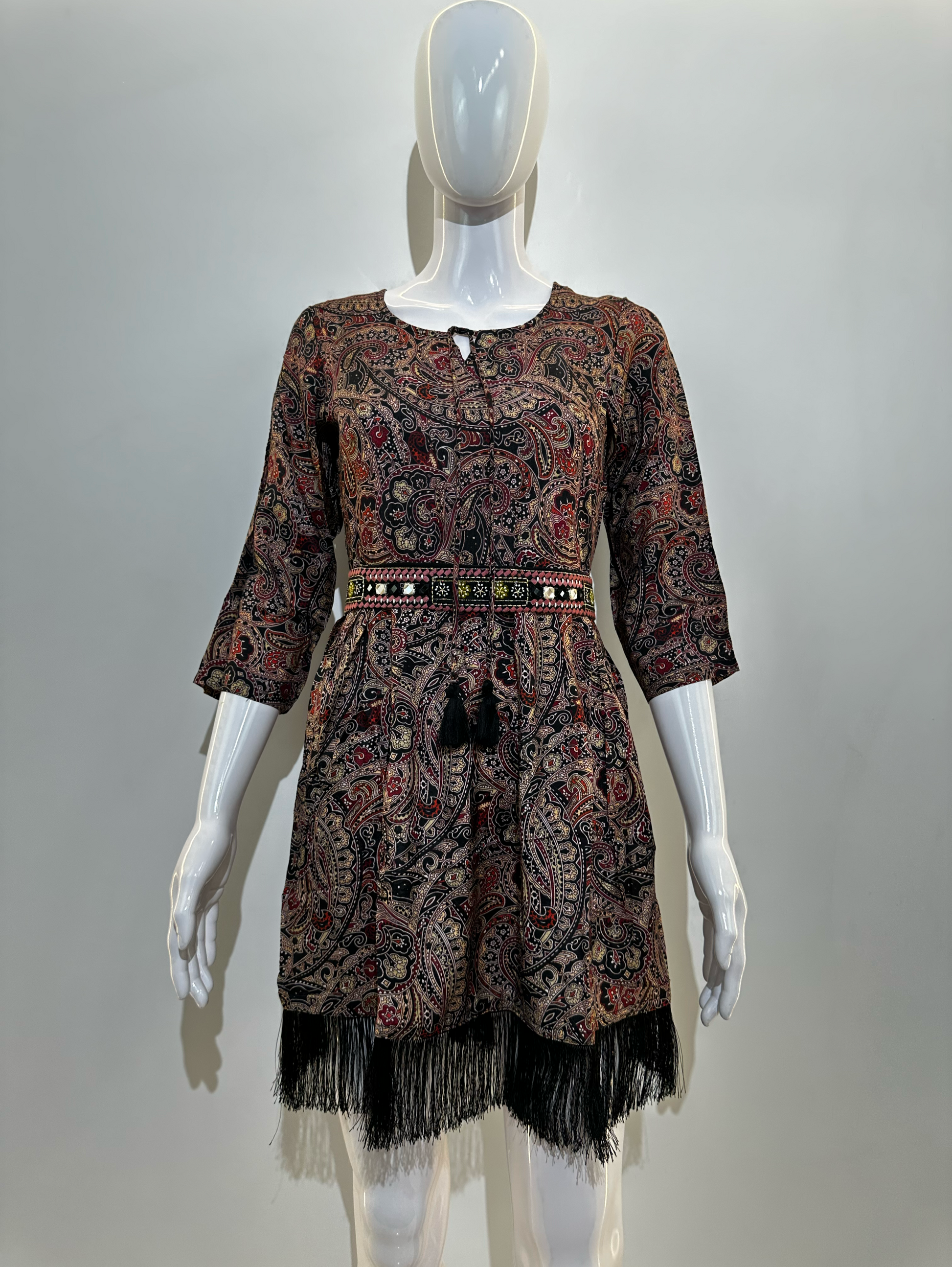 Muslin Silk Short Tunics with Mirror Embroidery Belt