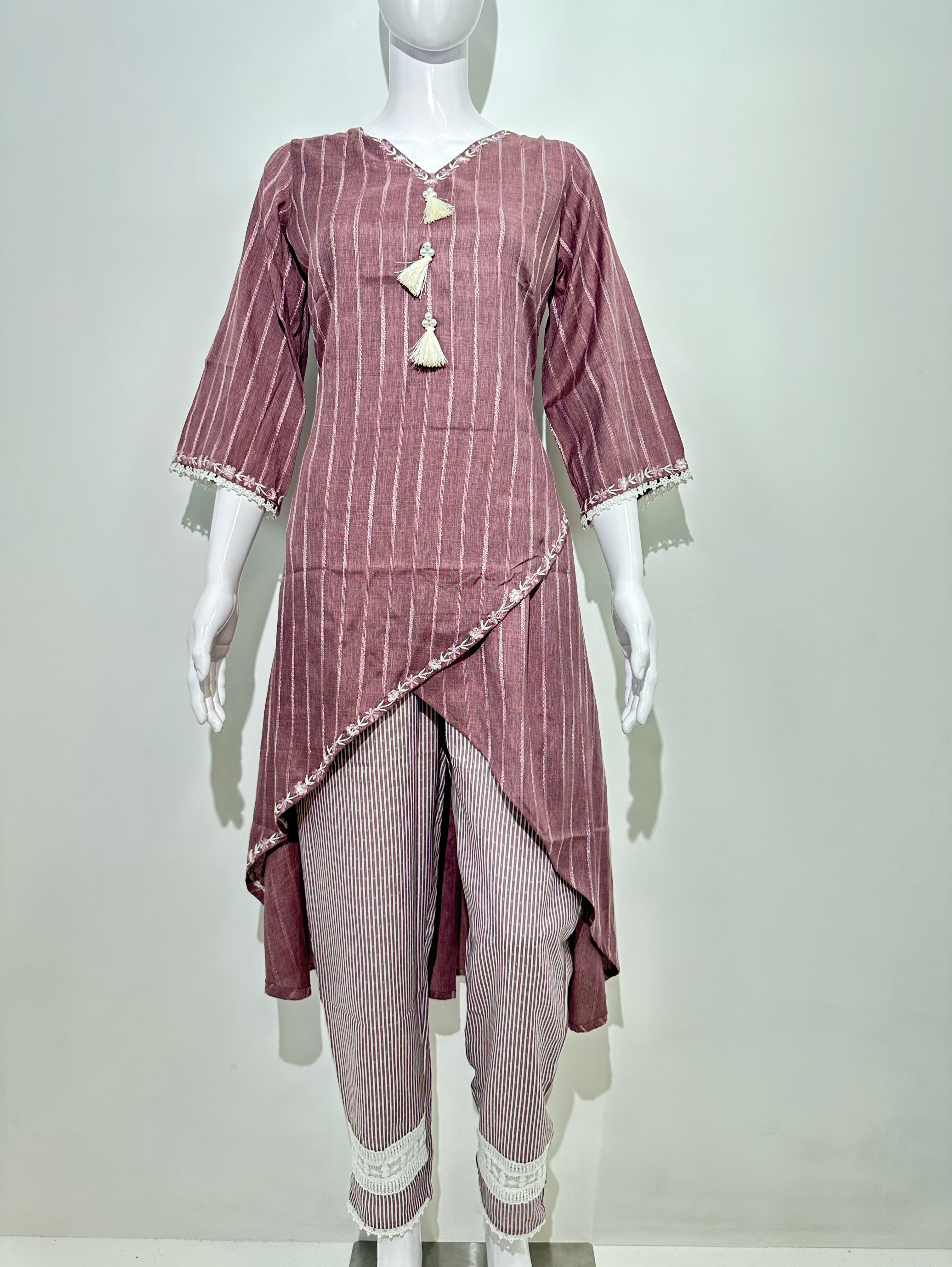 Image of Rayon V Neck Embroidery with Different cuts Coords