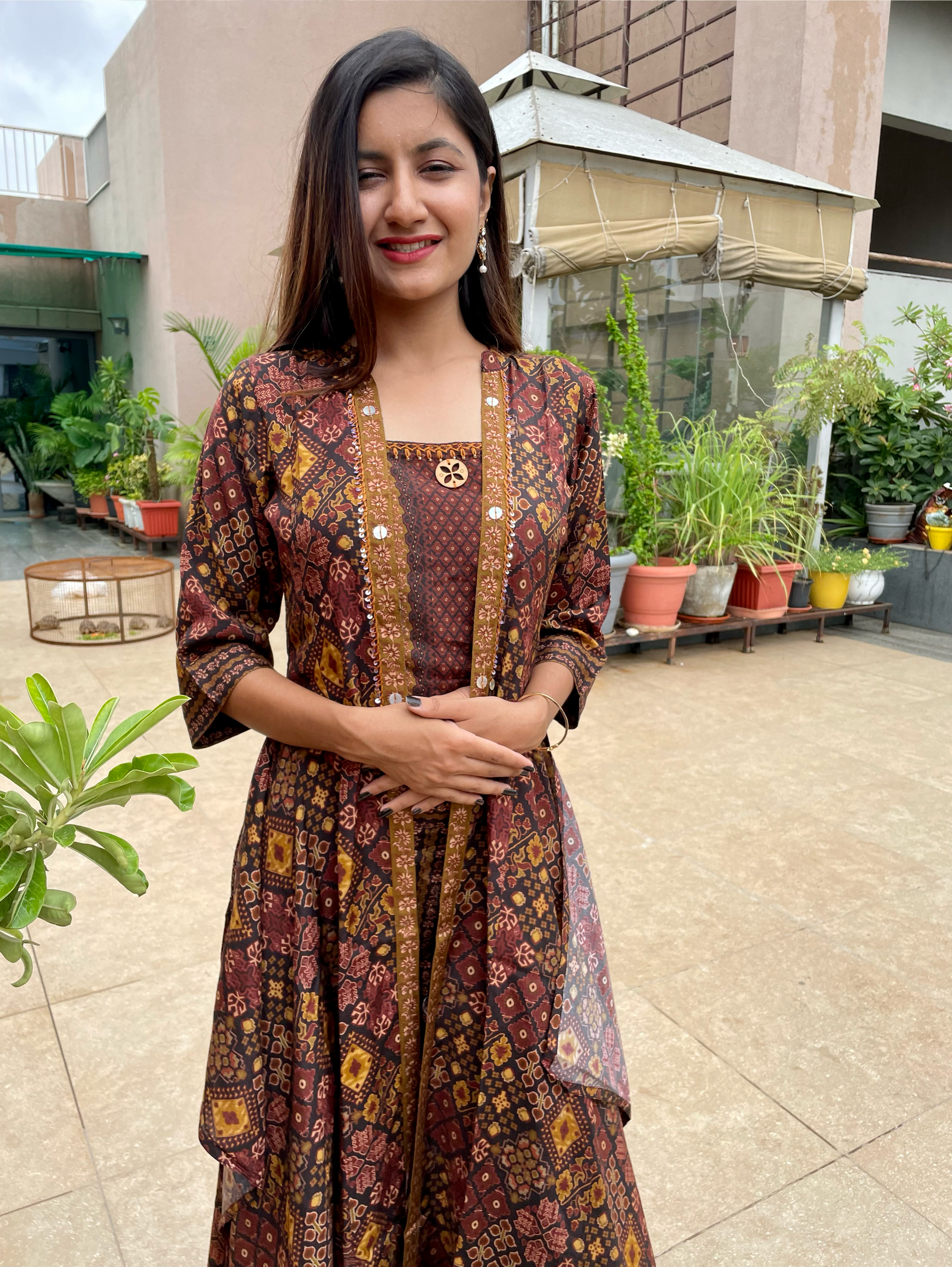 Muslin 3 Piece Coords with Plazzo