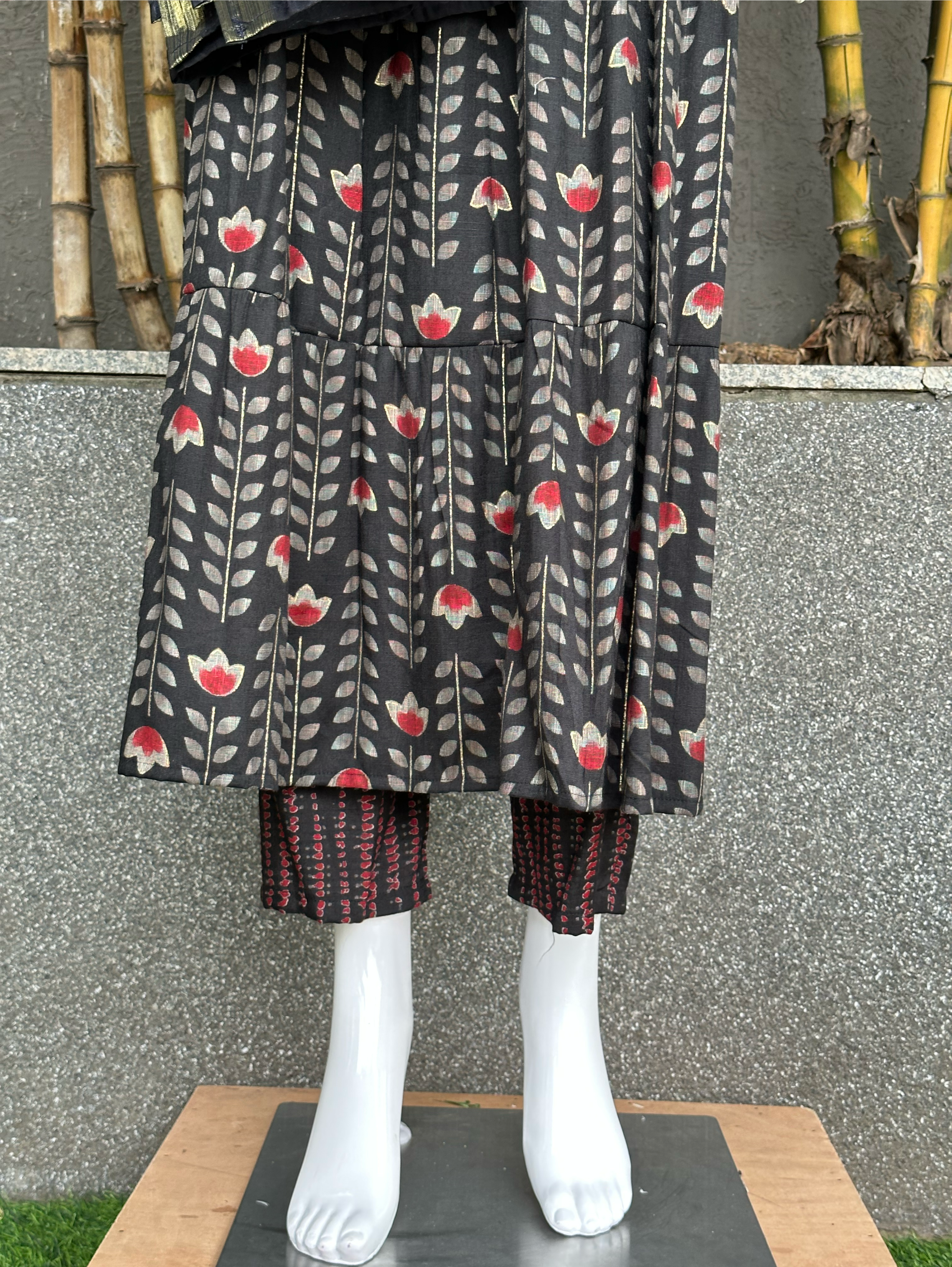 Rayon with Mirror work Kurti Set - With Belt