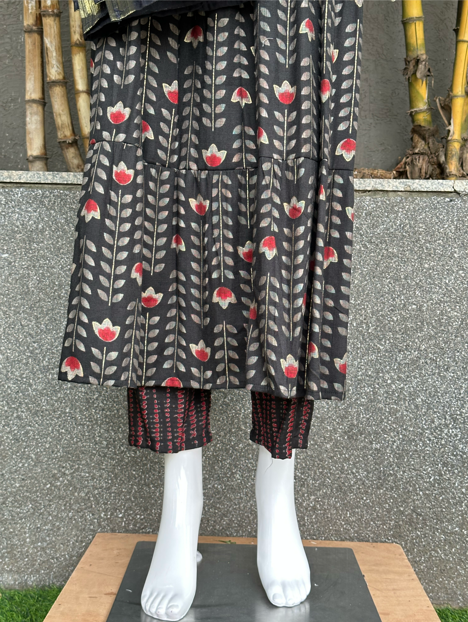 Rayon with Mirror work Kurti Set - With Belt