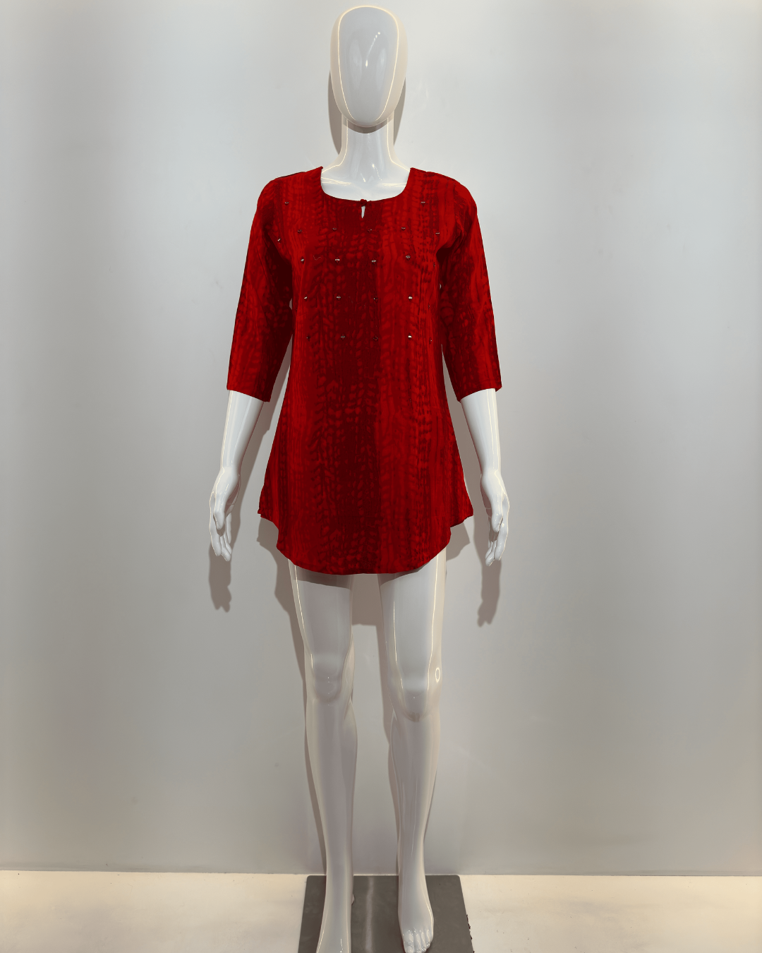 Pure Cotton Short Tunics with work - Red Color