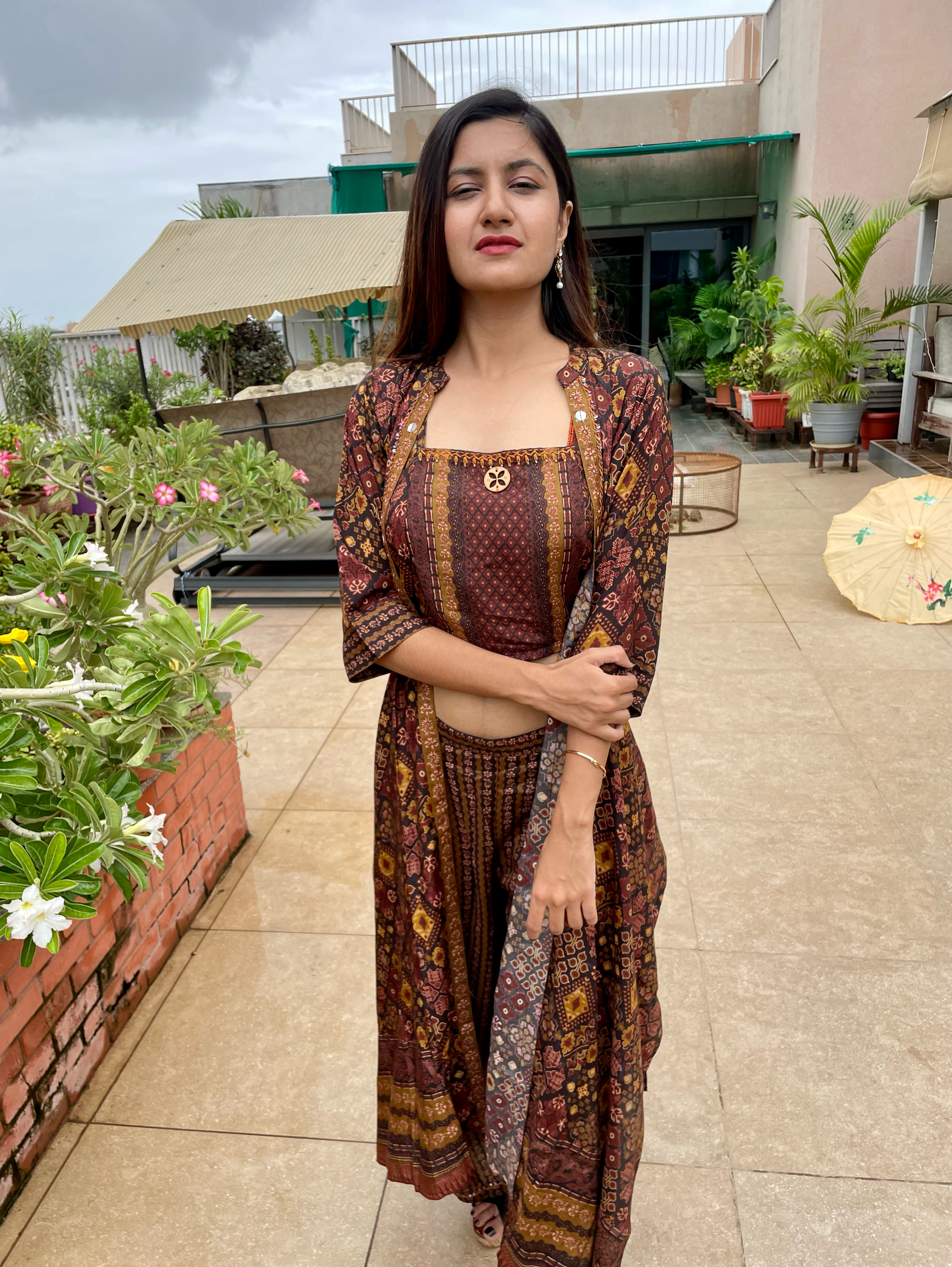 Muslin 3 Piece Coords with Plazzo