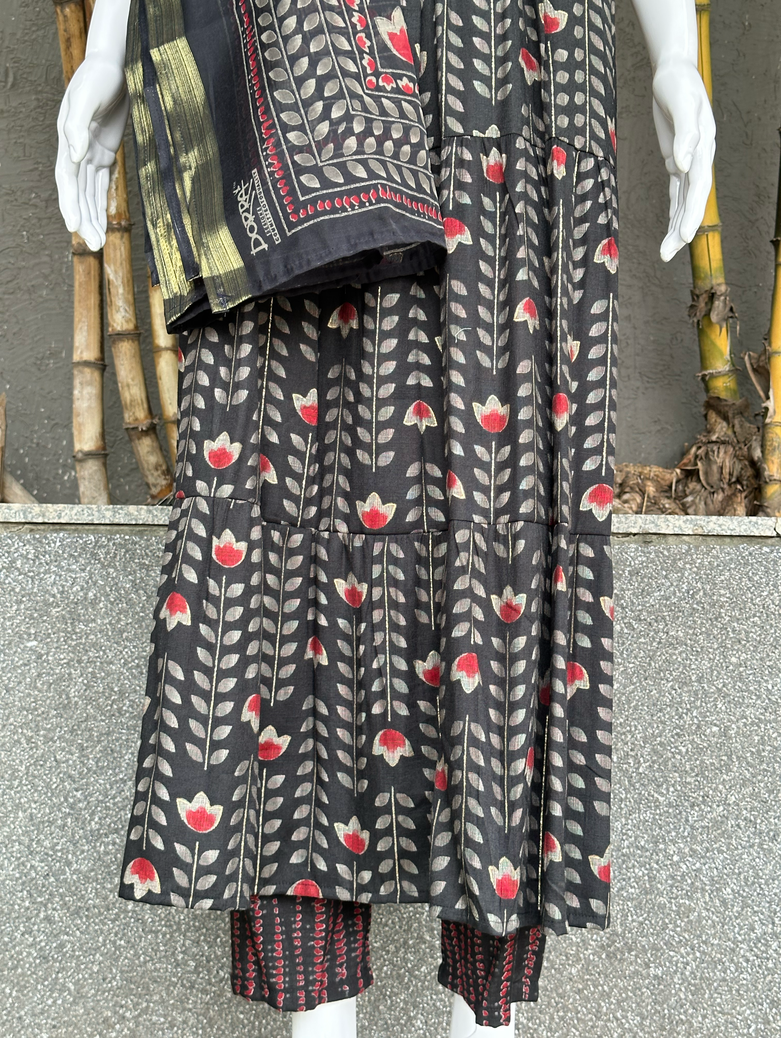 Image of Rayon with Mirror work Kurti Set - With Belt