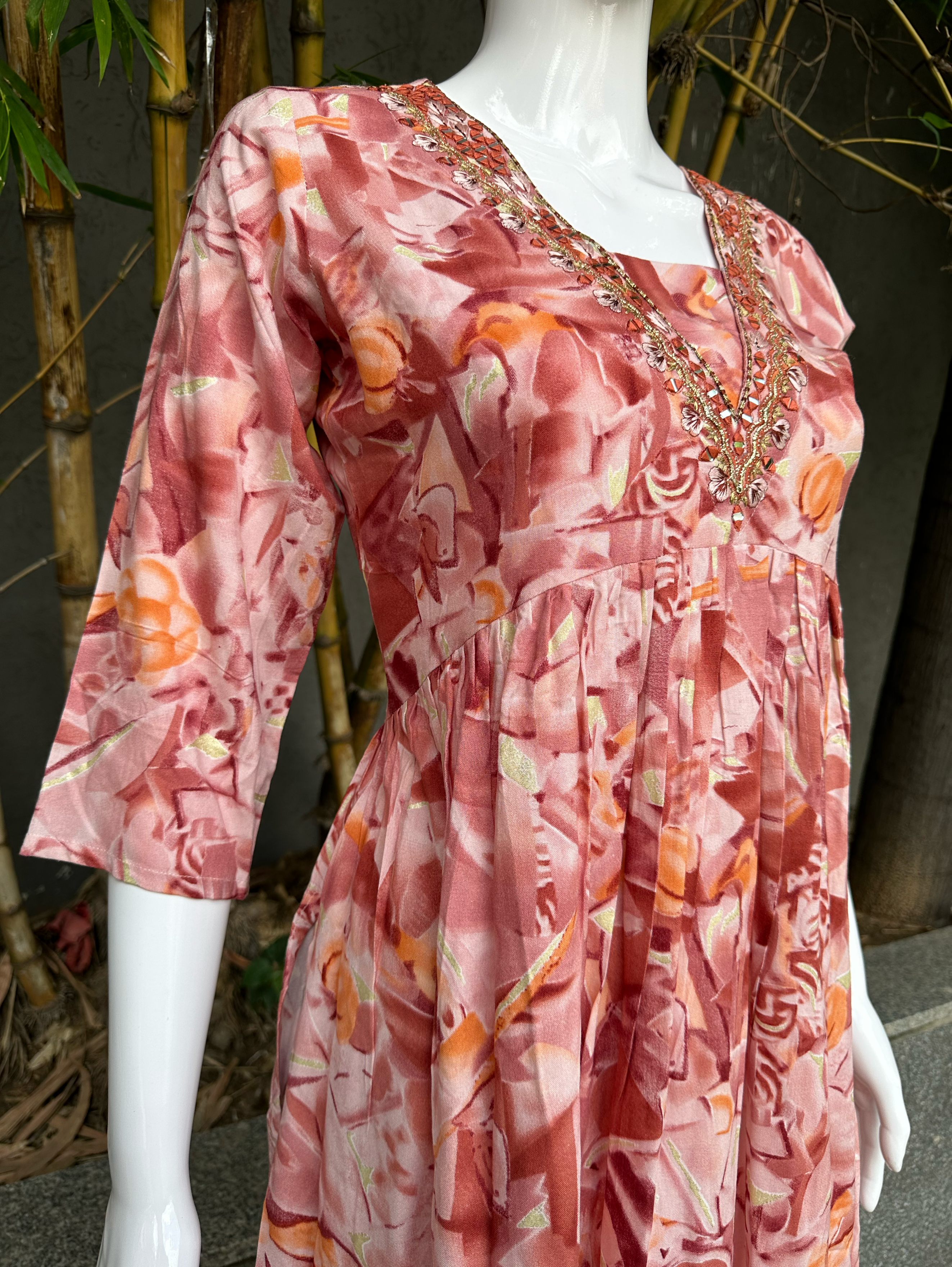 Image of Rayon V Neck Bell Bottom Style Coords