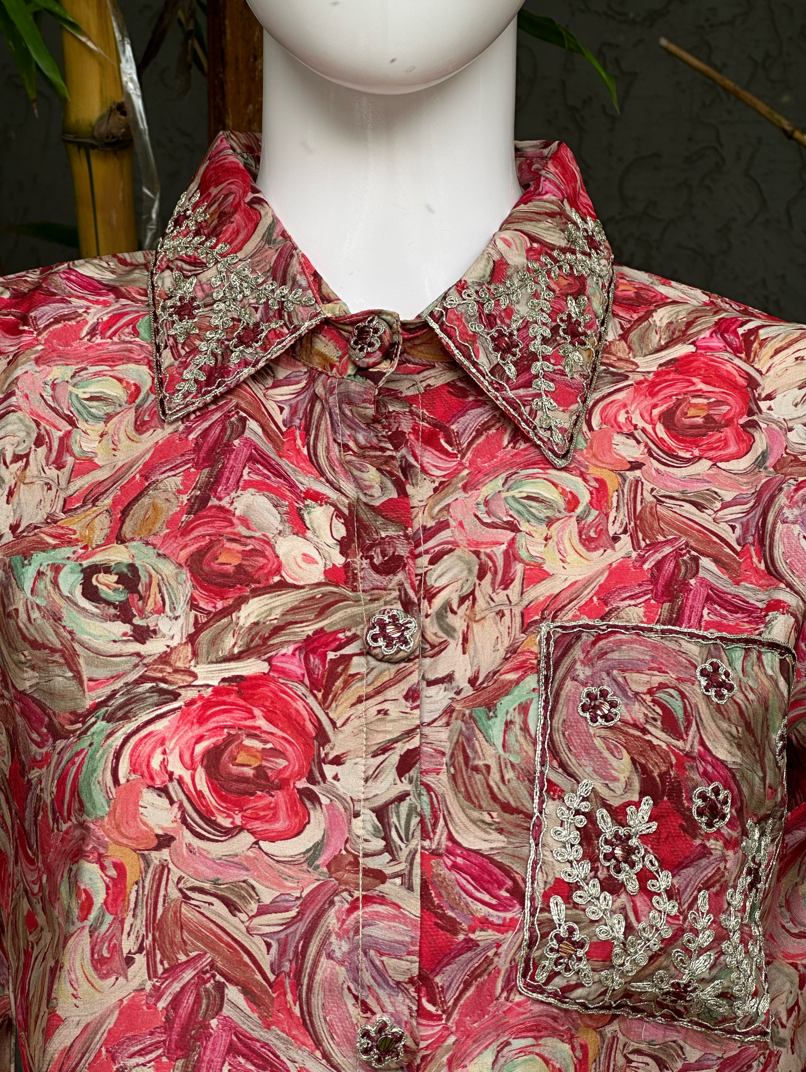 Image of Muslin with Complete Embroidery work