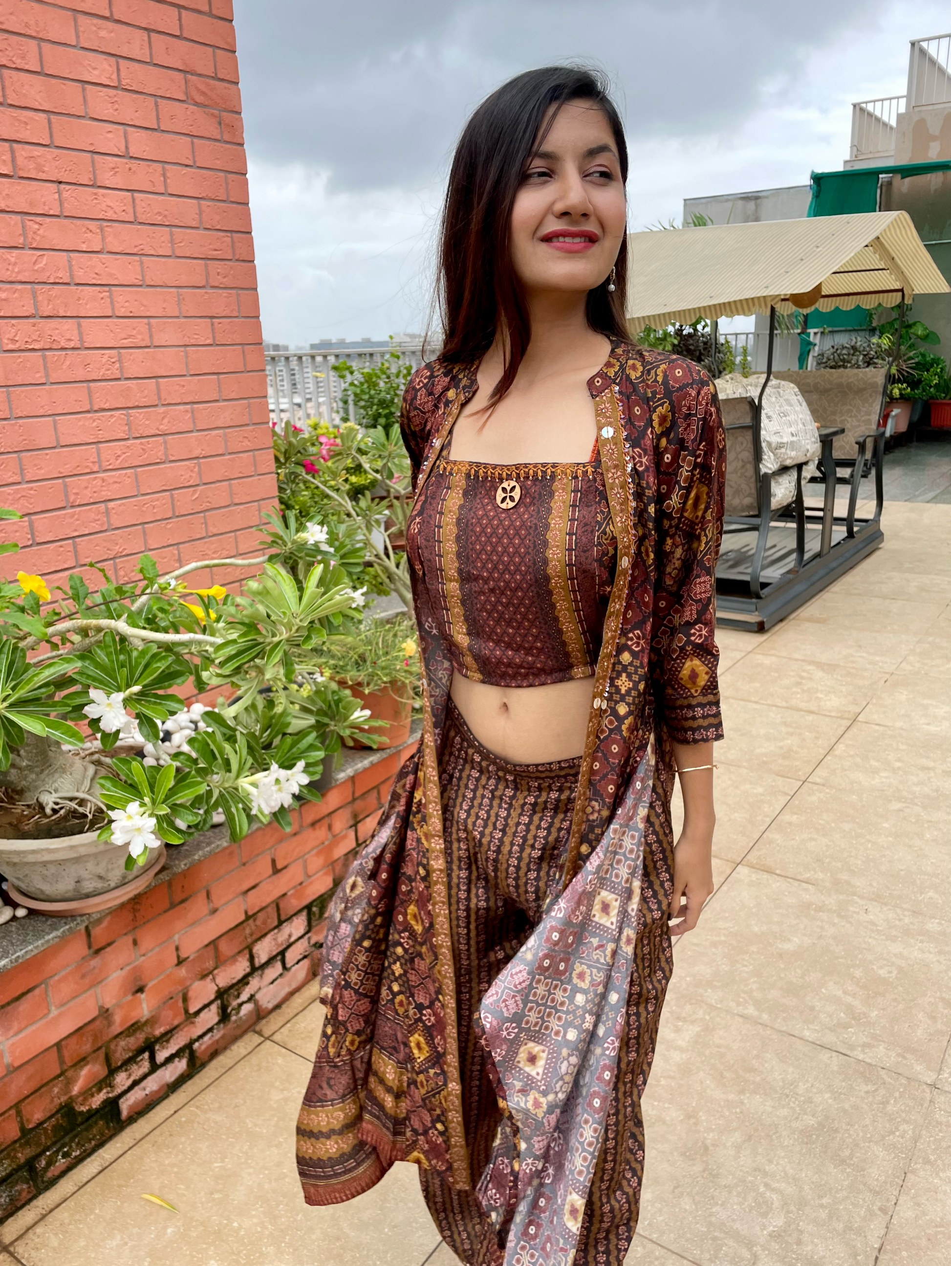 Muslin 3 Piece Coords with Plazzo