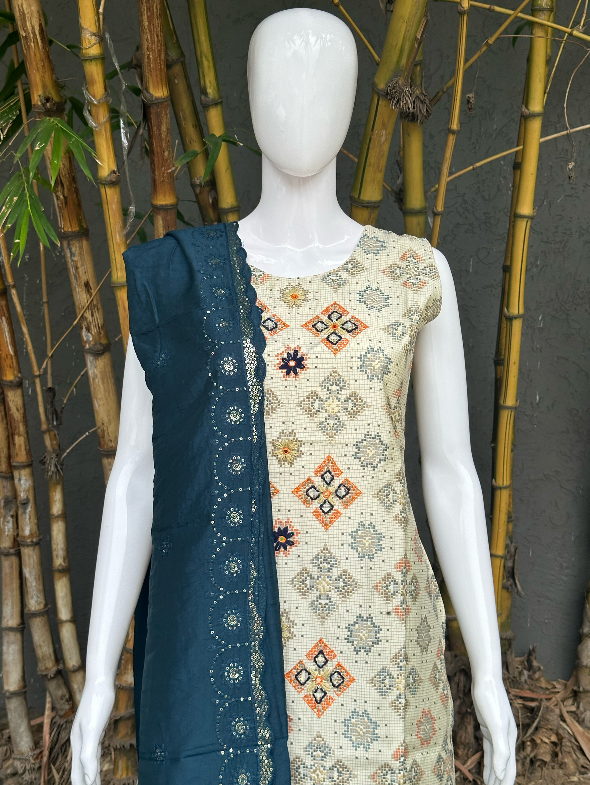 Modal Print Embroidery work - 3 Piece