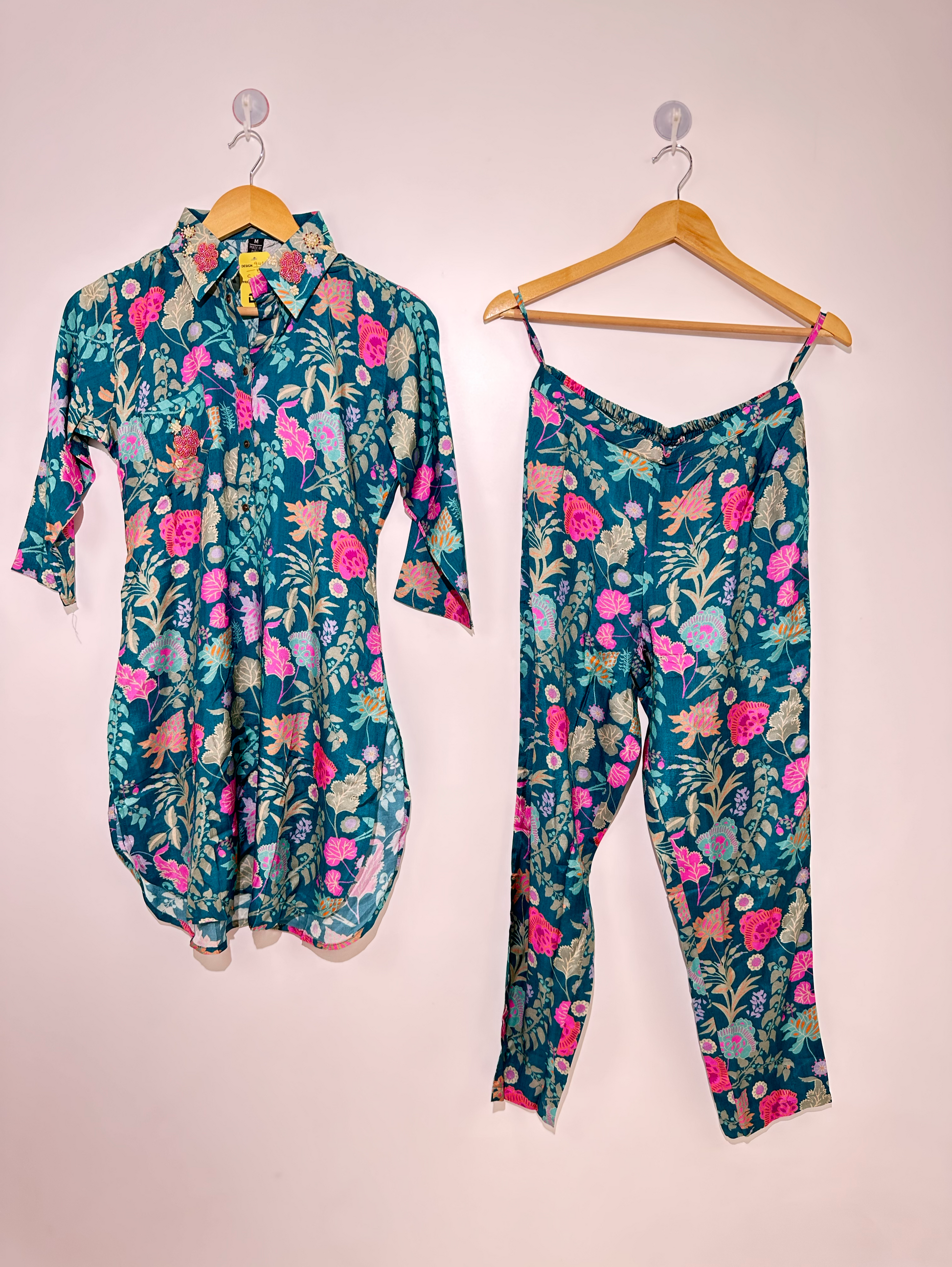 Muslin Hand work Coord Set - Collar Embroidery