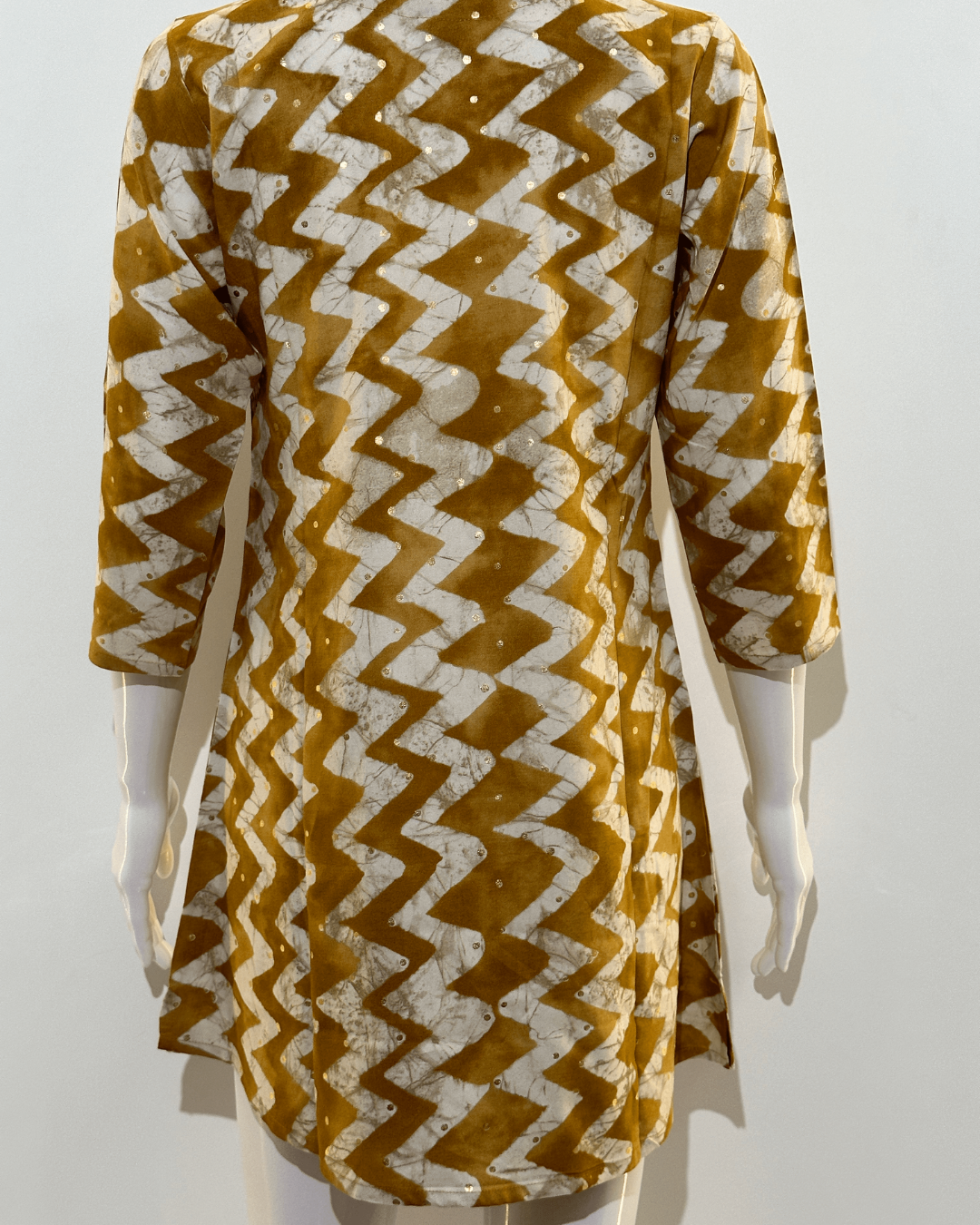 Image of Pure Cotton Short Tunics with work - Brown Color