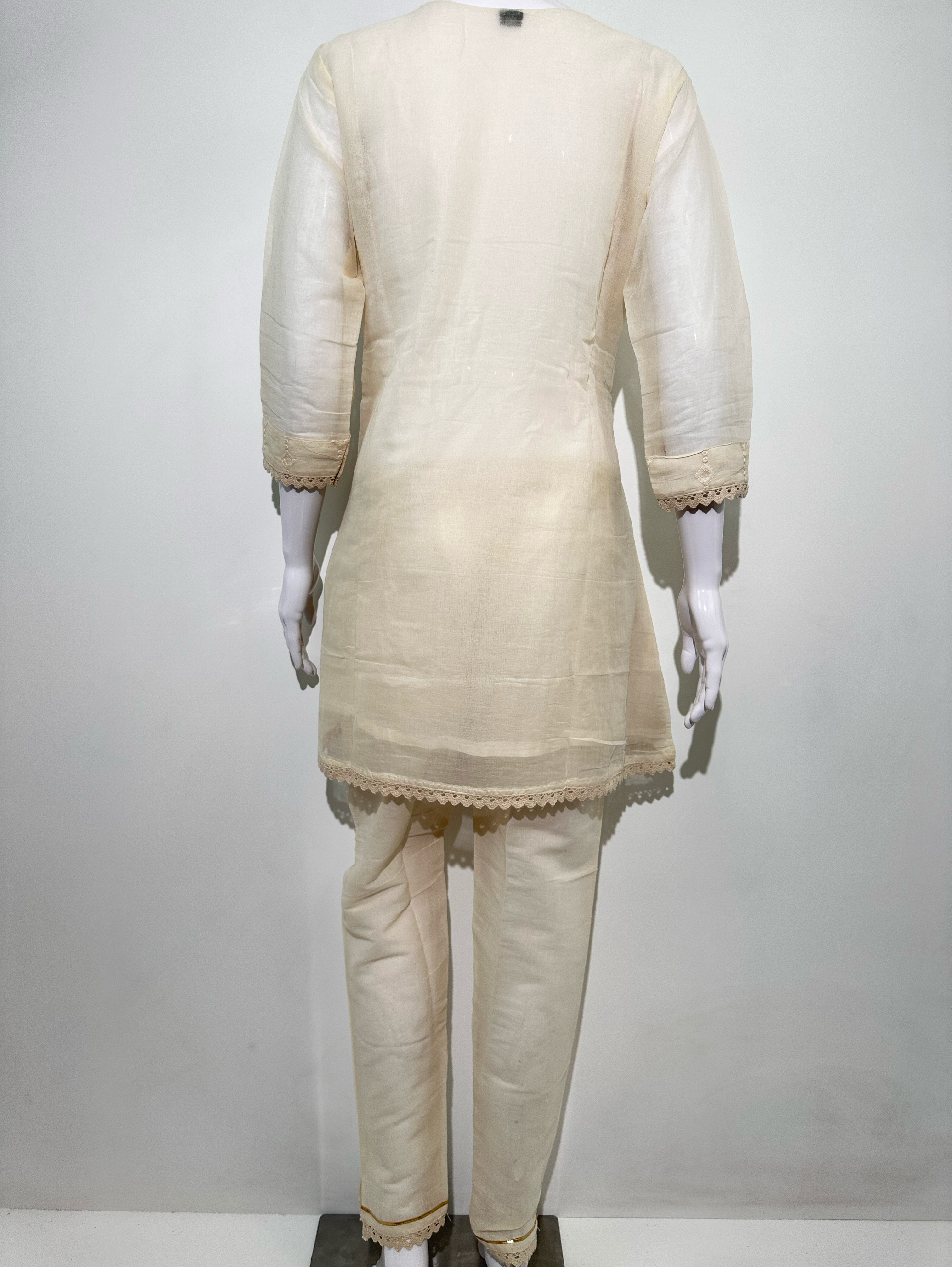 Image of Cotton Linen Embroidery Kurti Set