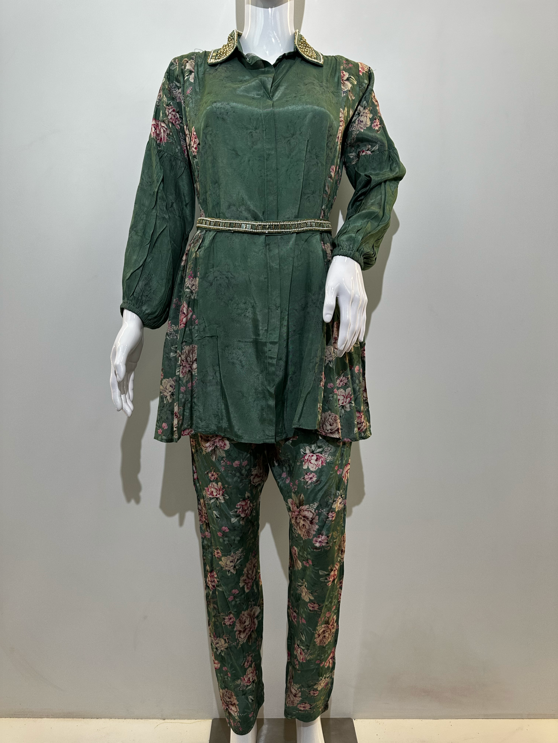 Muslin Coord Set With Premium Moti Work