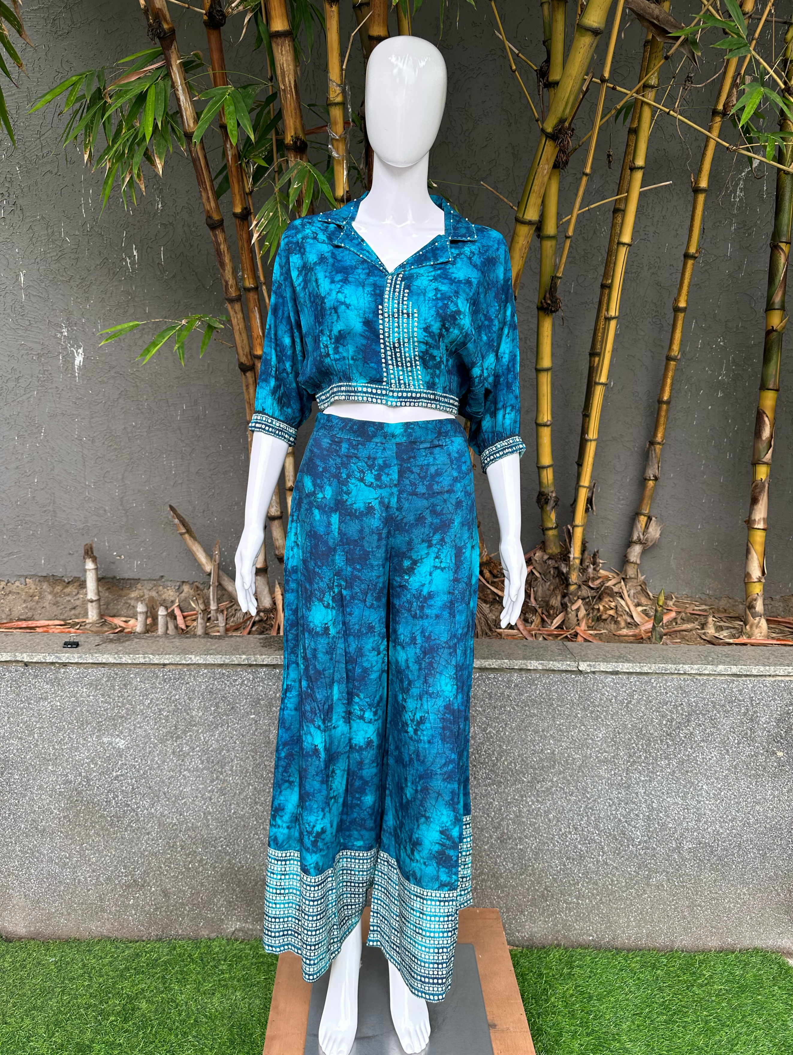 Rayon Dhabu Print Coords with Palazzo Pant