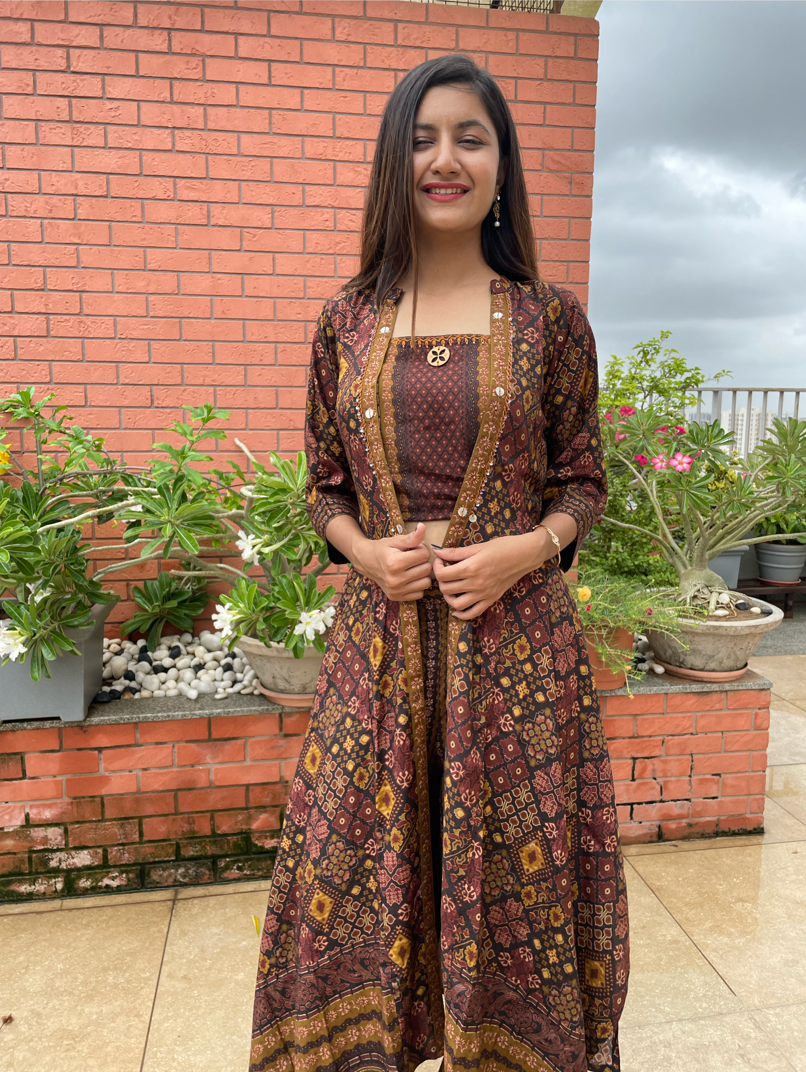 Muslin 3 Piece Coords with Plazzo