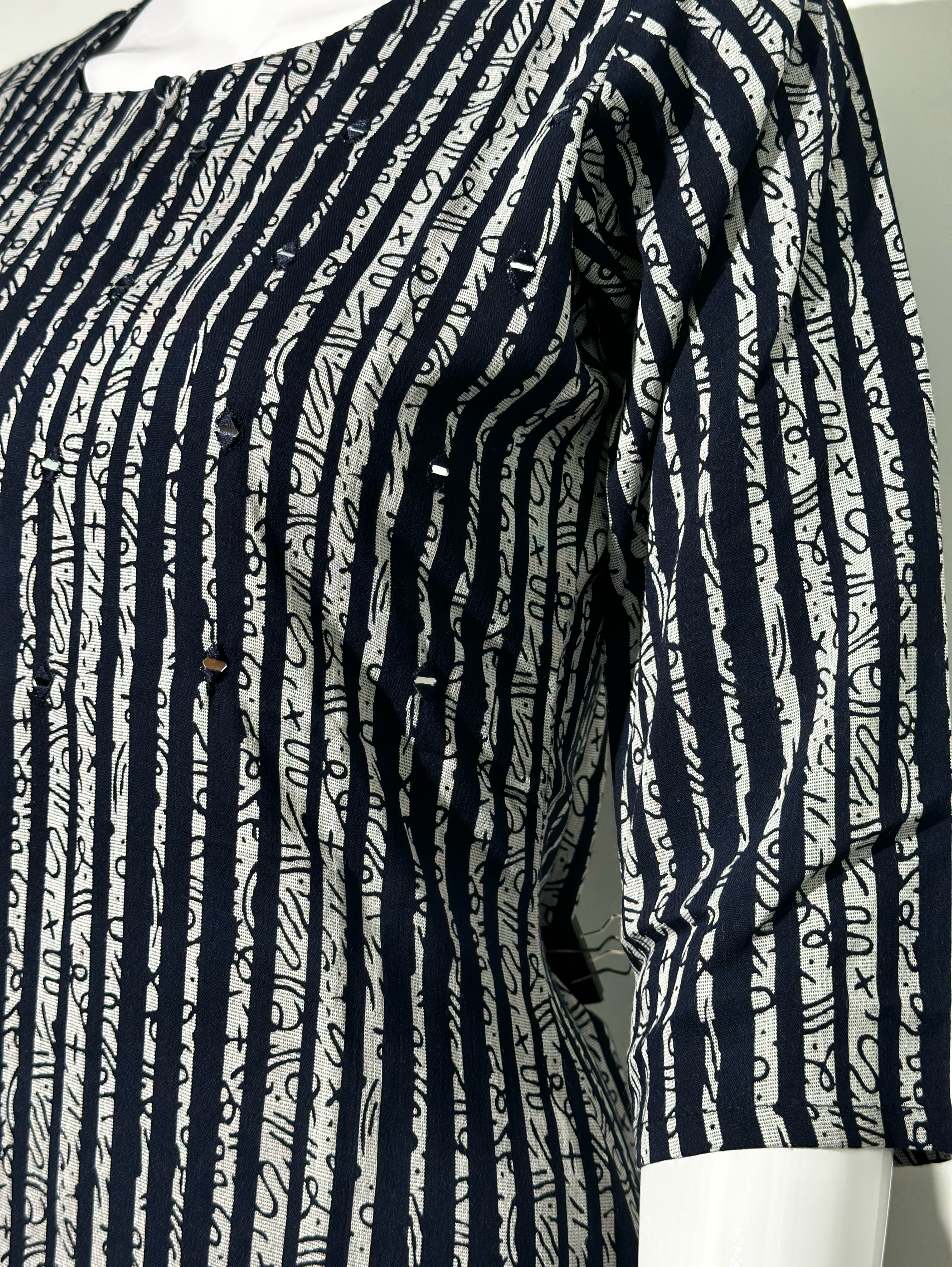Image of Stripe Mirror work - Blue Tunic