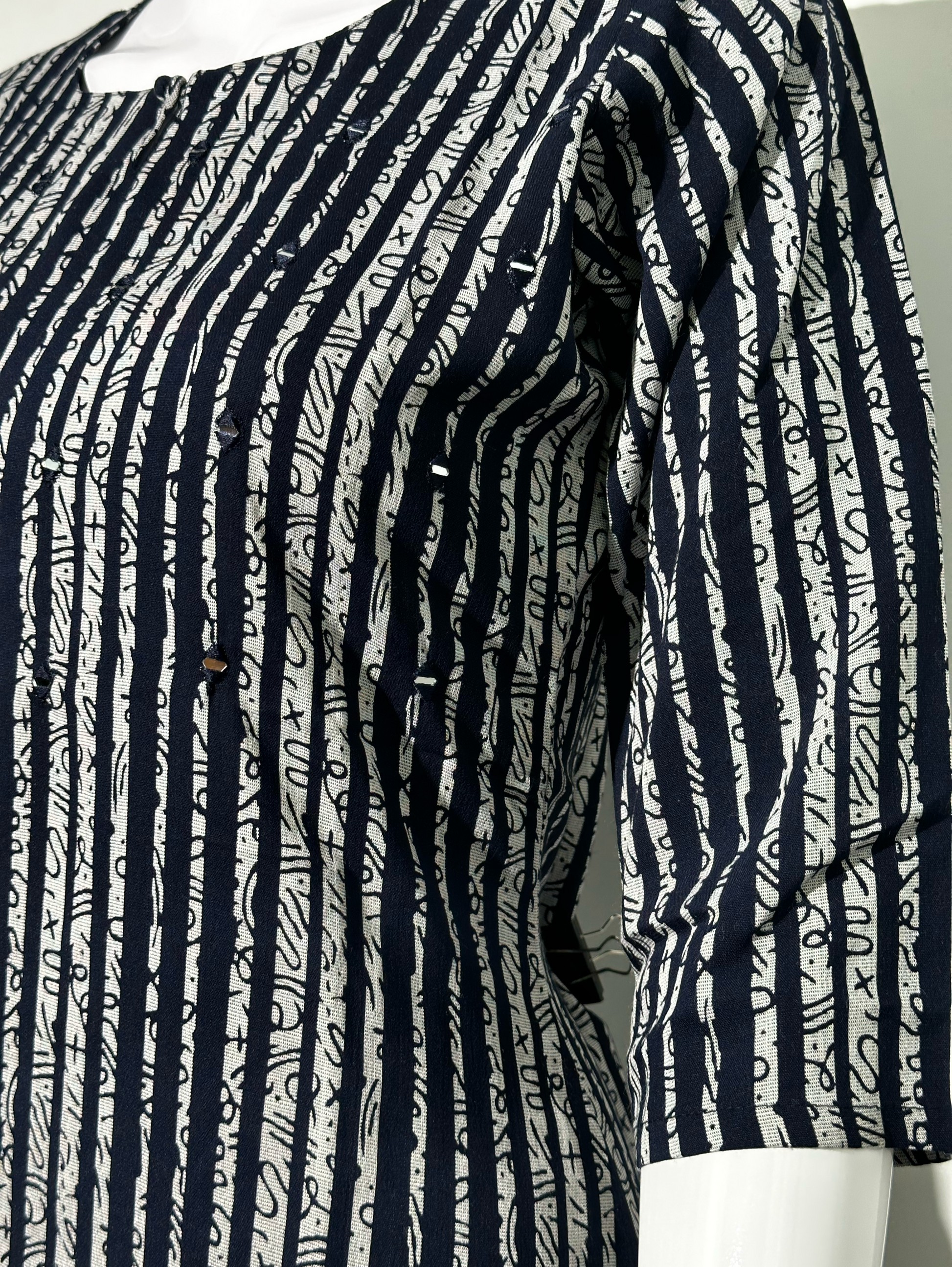 Stripe Mirror work - Blue Tunic